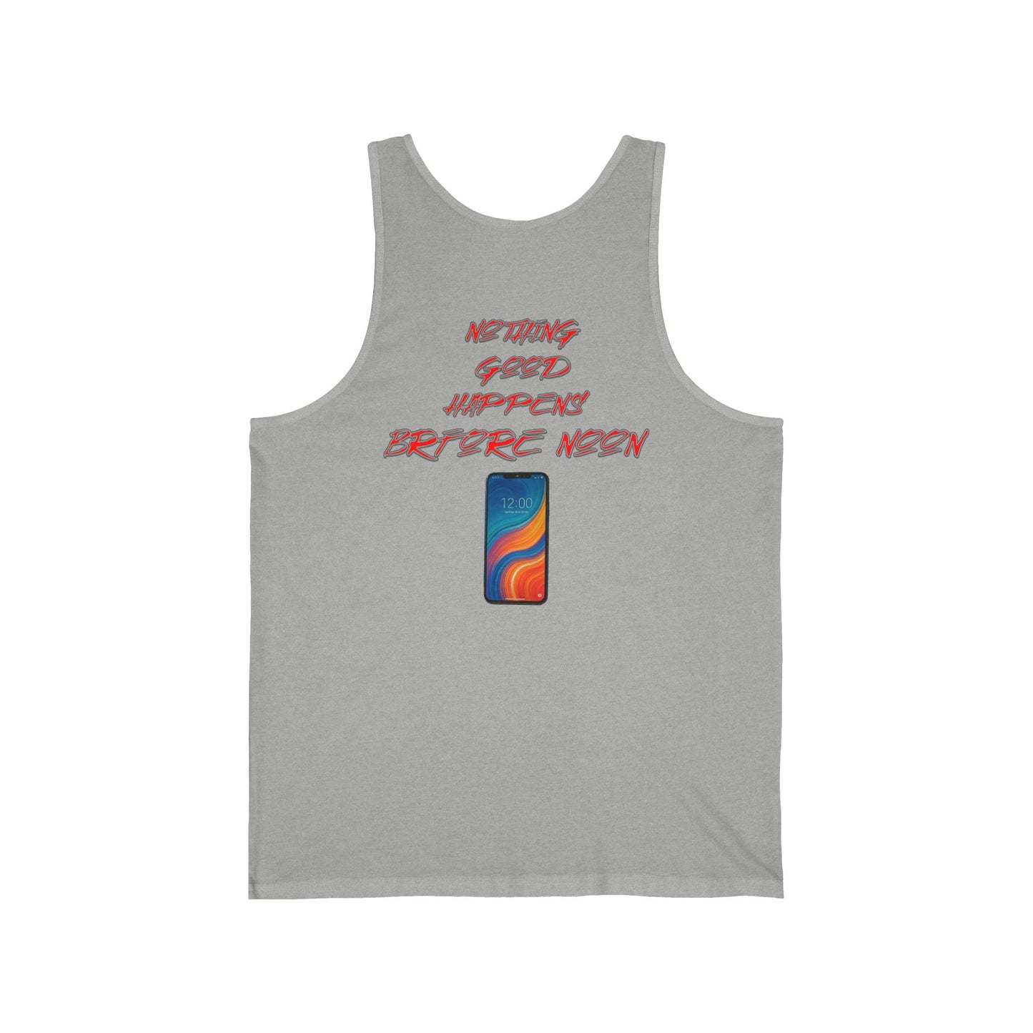 Nothing Good Happens Before Noon, Back Print Unisex Tank Top | Casual Wear, Gift for Friends, Birthday Top, Everyday Comfort