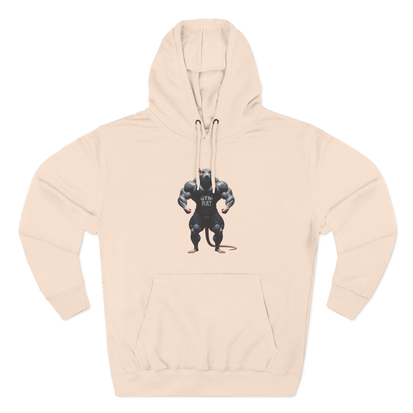 Gym Rat Front & Back Design Fleece Hoodie For Workout, Great For Gym, Warm Winter Apparel, Unique Graphic Sweatshirt