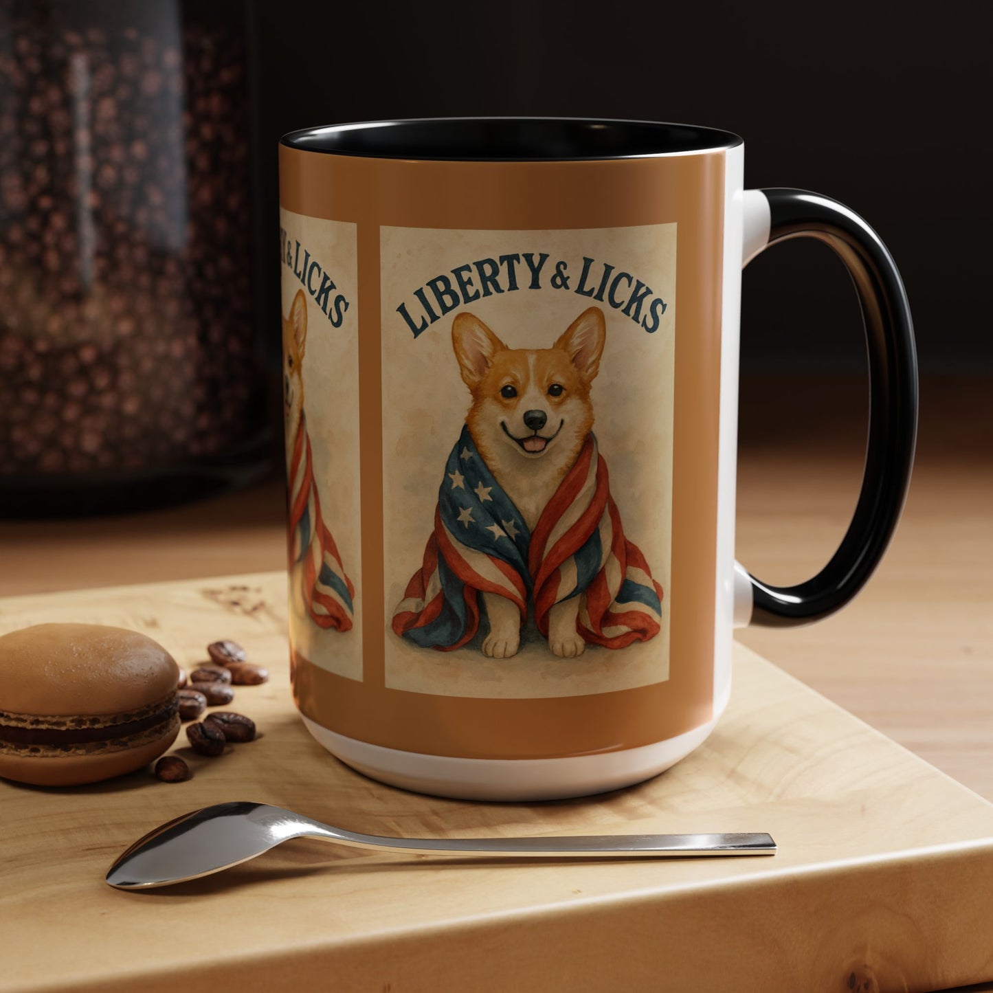 Liberty & Licks Corgi Mug | Cute Coffee Cup | Dog Lover Gift | Patriotic Drinkware | American Dog Mug | Animal Lover's Coffee Mug