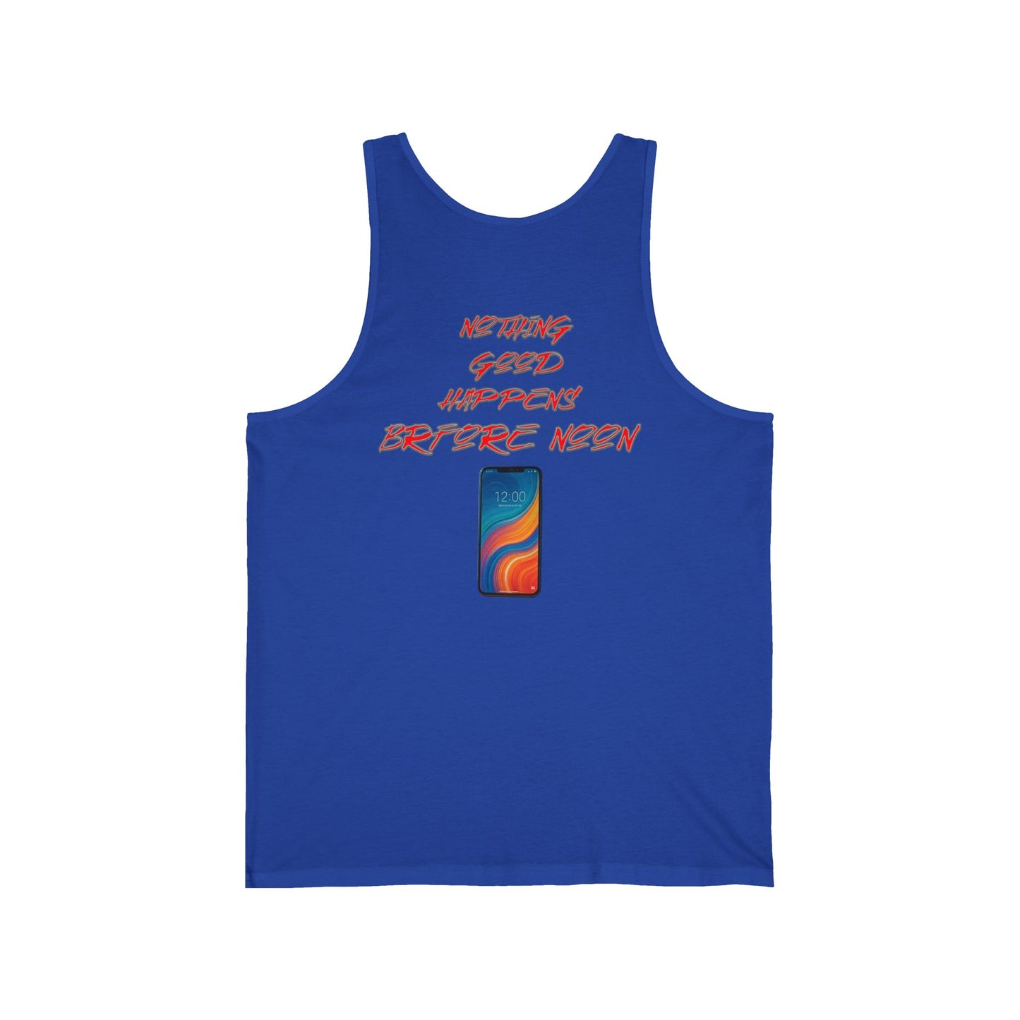 Nothing Good Happens Before Noon, Back Print Unisex Tank Top | Casual Wear, Gift for Friends, Birthday Top, Everyday Comfort
