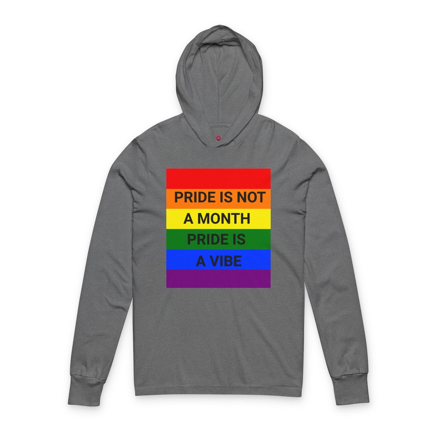 Pride Vibe Unisex Graphic Long Sleeve Hooded T-Shirt, LGBTQ+ Pride Month Apparel, Rainbow Pride Clothing