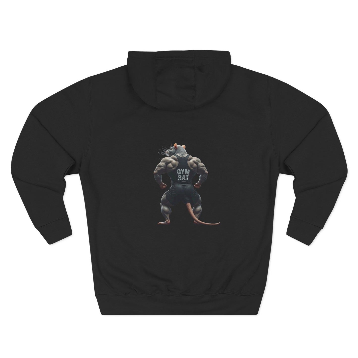 Gym Rat Front & Back Design Fleece Hoodie For Workout, Great For Gym, Warm Winter Apparel, Unique Graphic Sweatshirt