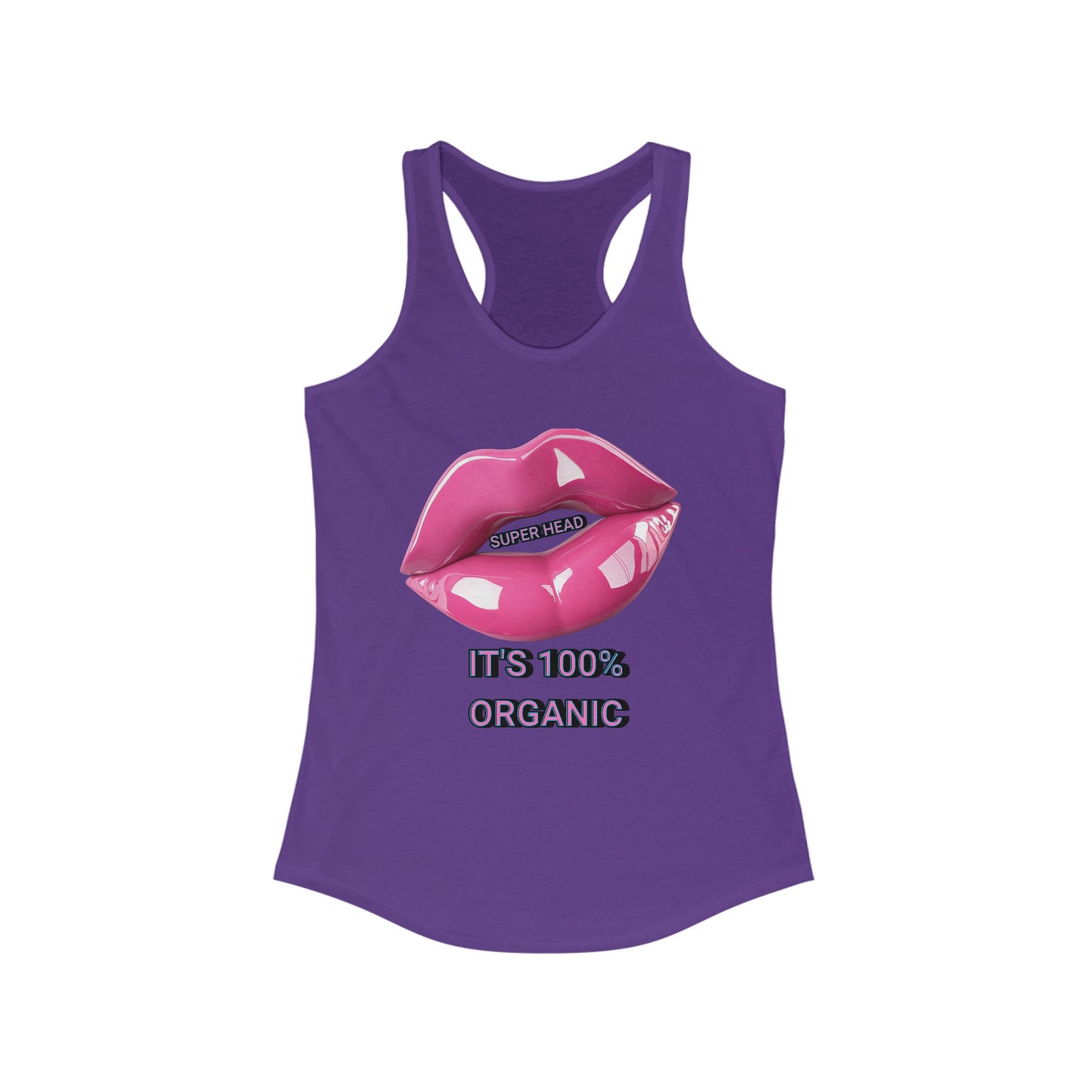 Super Head Gurl It's 100% Organic Women's Racerback Tank, Fun Graphic T-Shirt, Stylish Everyday Top