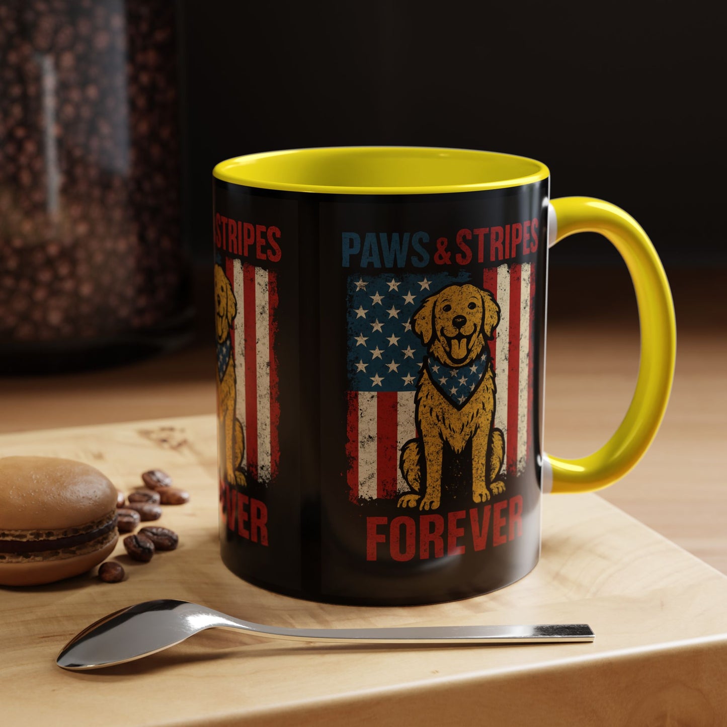 Dog Lover's Paws & Stripes Coffee Mug - Forever Loyal Pet Gift, 4th of July, Patriotic Dog Decor, Unique Pet Owner Mug