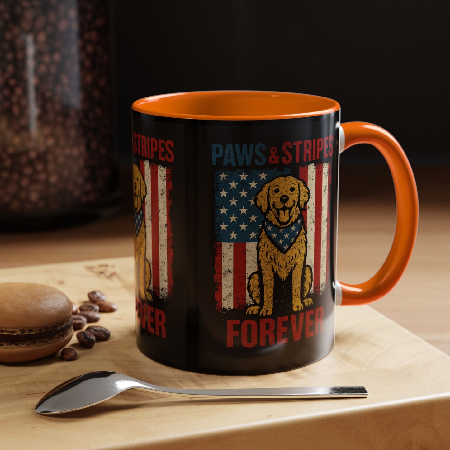 Dog Lover's Paws & Stripes Coffee Mug - Forever Loyal Pet Gift, 4th of July, Patriotic Dog Decor, Unique Pet Owner Mug