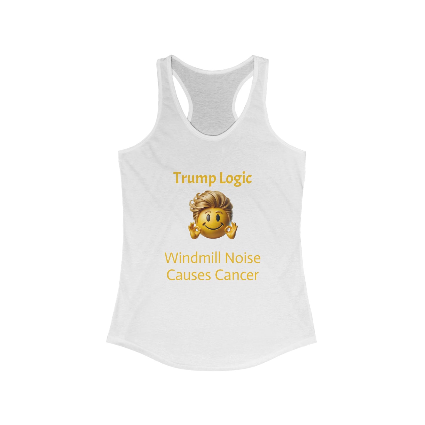 Women's Racerback Tank Top: Windmill Noise Causes Cancer