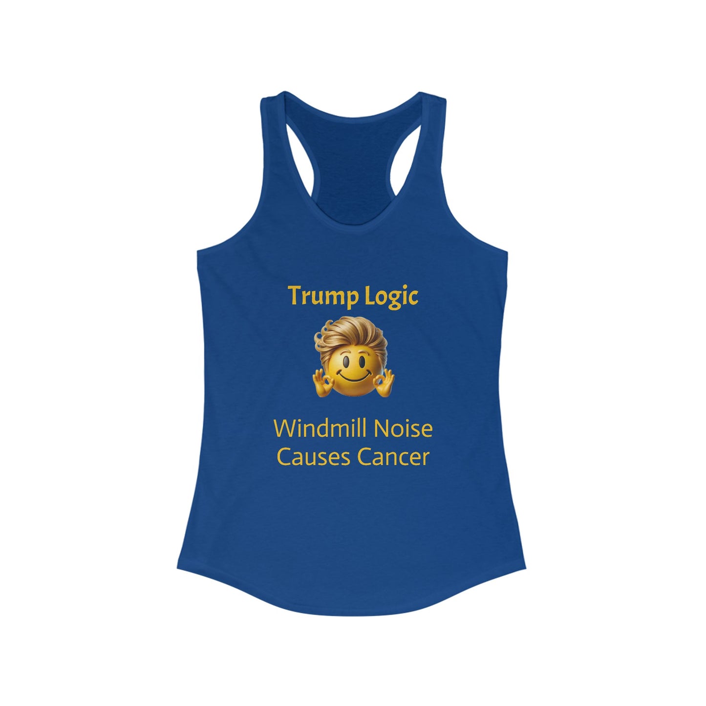 Women's Racerback Tank Top: Windmill Noise Causes Cancer