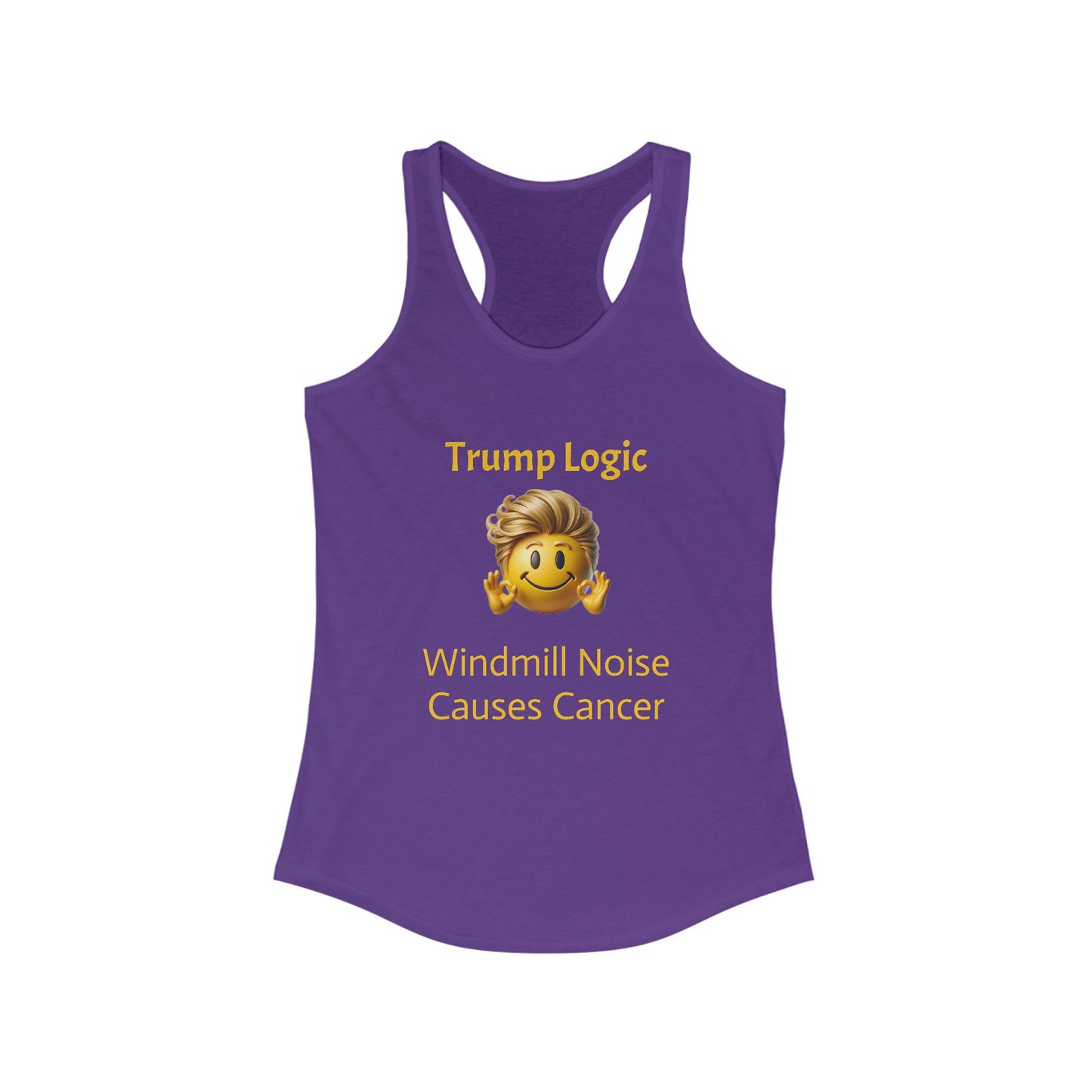 Women's Racerback Tank Top: Windmill Noise Causes Cancer