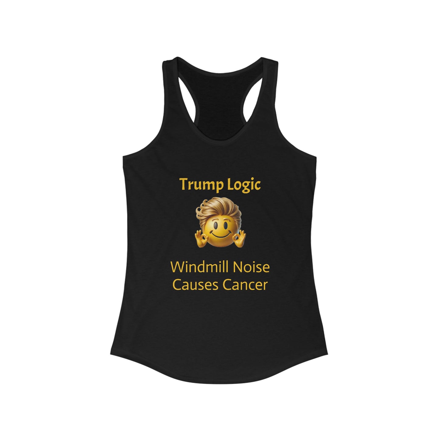 Women's Racerback Tank Top: Windmill Noise Causes Cancer