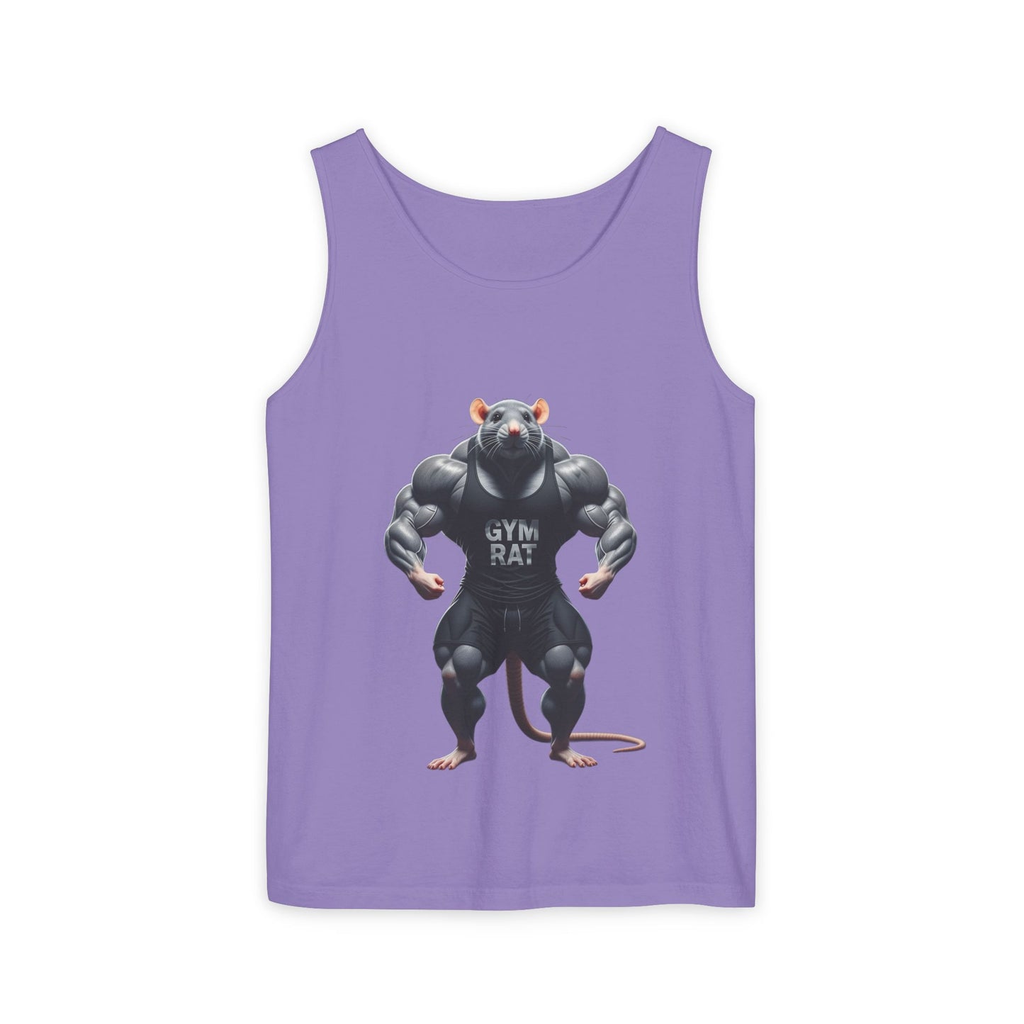 Gym Rat, Men's Front & Back Design, Tank Top, Funny Fitness Shirt, Workout Apparel, Unique Gift for Weightlifters, Humorous Activewear