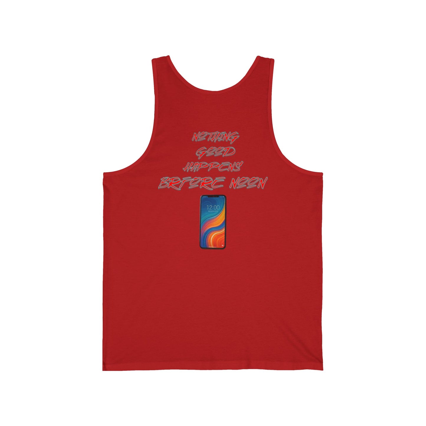 Nothing Good Happens Before Noon, Back Print Unisex Tank Top | Casual Wear, Gift for Friends, Birthday Top, Everyday Comfort