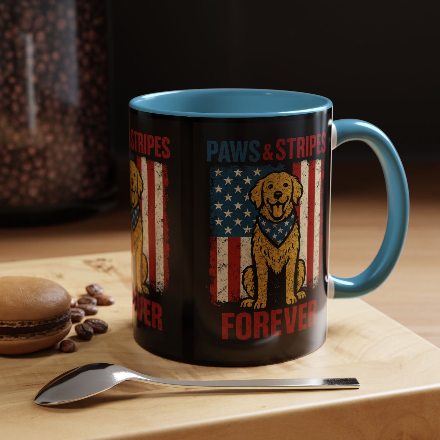Dog Lover's Paws & Stripes Coffee Mug - Forever Loyal Pet Gift, 4th of July, Patriotic Dog Decor, Unique Pet Owner Mug
