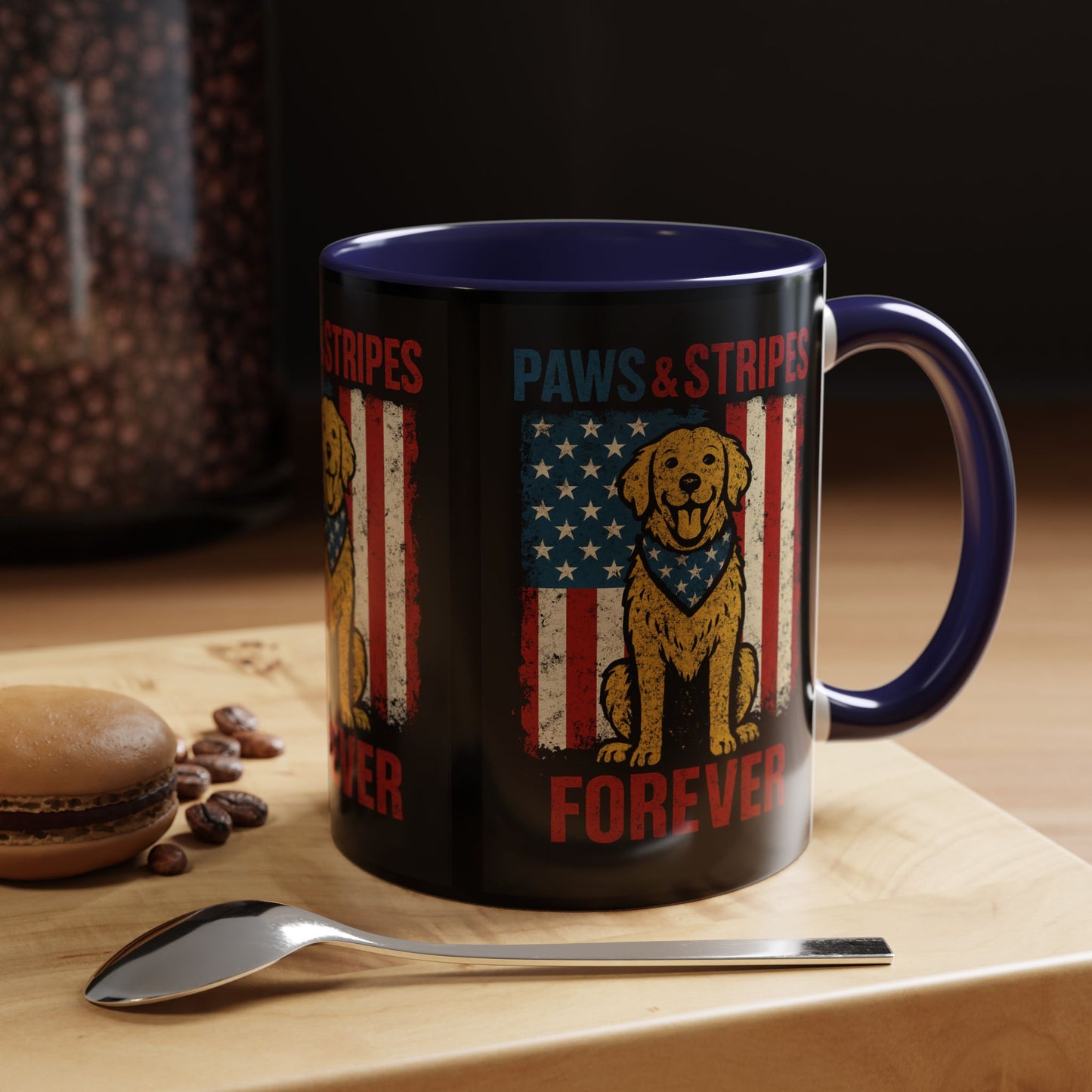 Dog Lover's Paws & Stripes Coffee Mug - Forever Loyal Pet Gift, 4th of July, Patriotic Dog Decor, Unique Pet Owner Mug