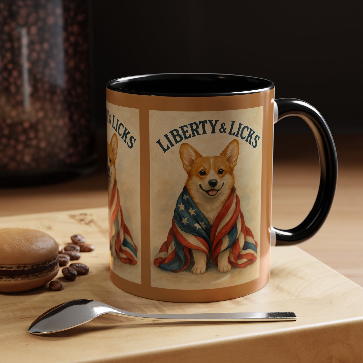 Liberty & Licks Corgi Mug | Cute Coffee Cup | Dog Lover Gift | Patriotic Drinkware | American Dog Mug | Animal Lover's Coffee Mug