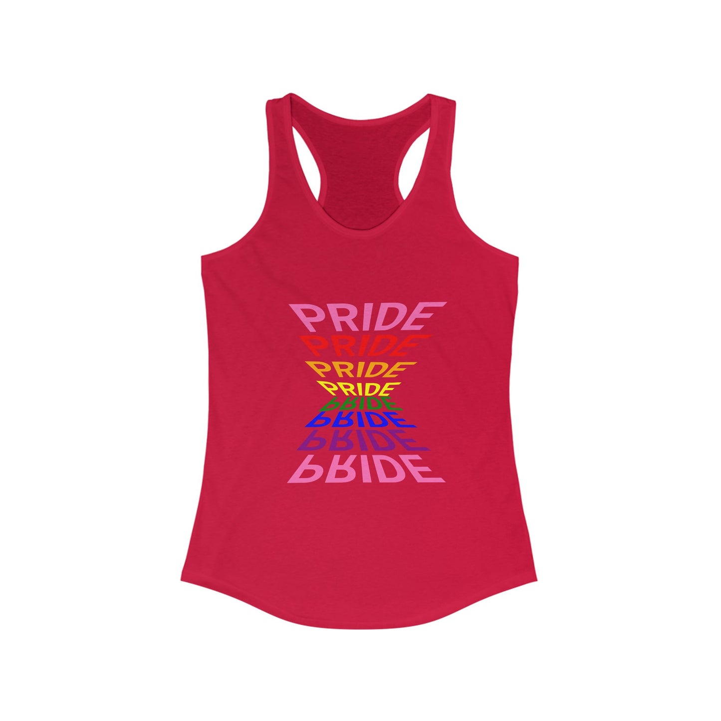 "Pride" Women's Graphic Racerback Tee, Pride Shirt, LGBTQ+ Awareness Top
