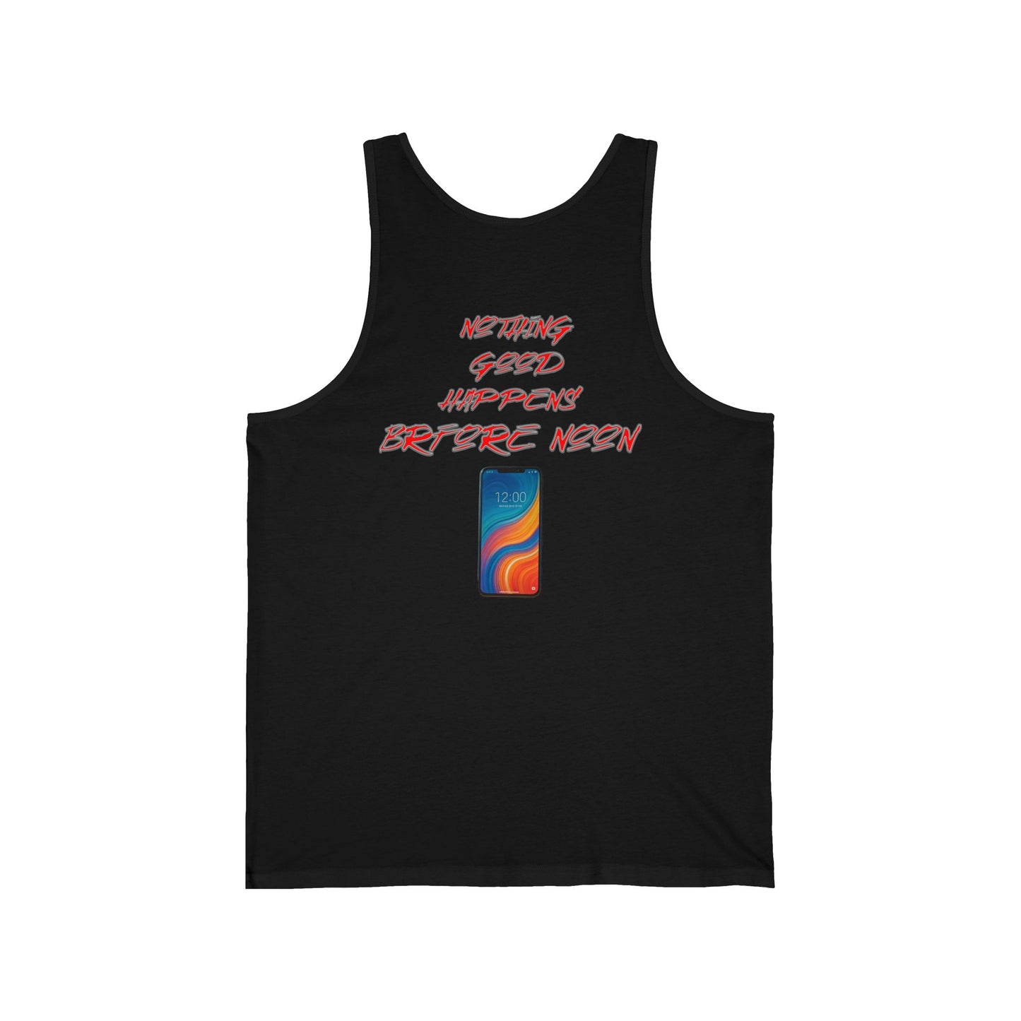 Nothing Good Happens Before Noon, Back Print Unisex Tank Top | Casual Wear, Gift for Friends, Birthday Top, Everyday Comfort