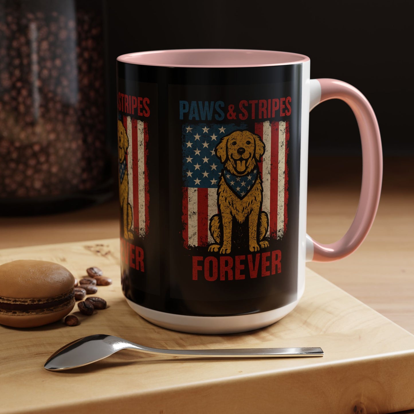 Dog Lover's Paws & Stripes Coffee Mug - Forever Loyal Pet Gift, 4th of July, Patriotic Dog Decor, Unique Pet Owner Mug