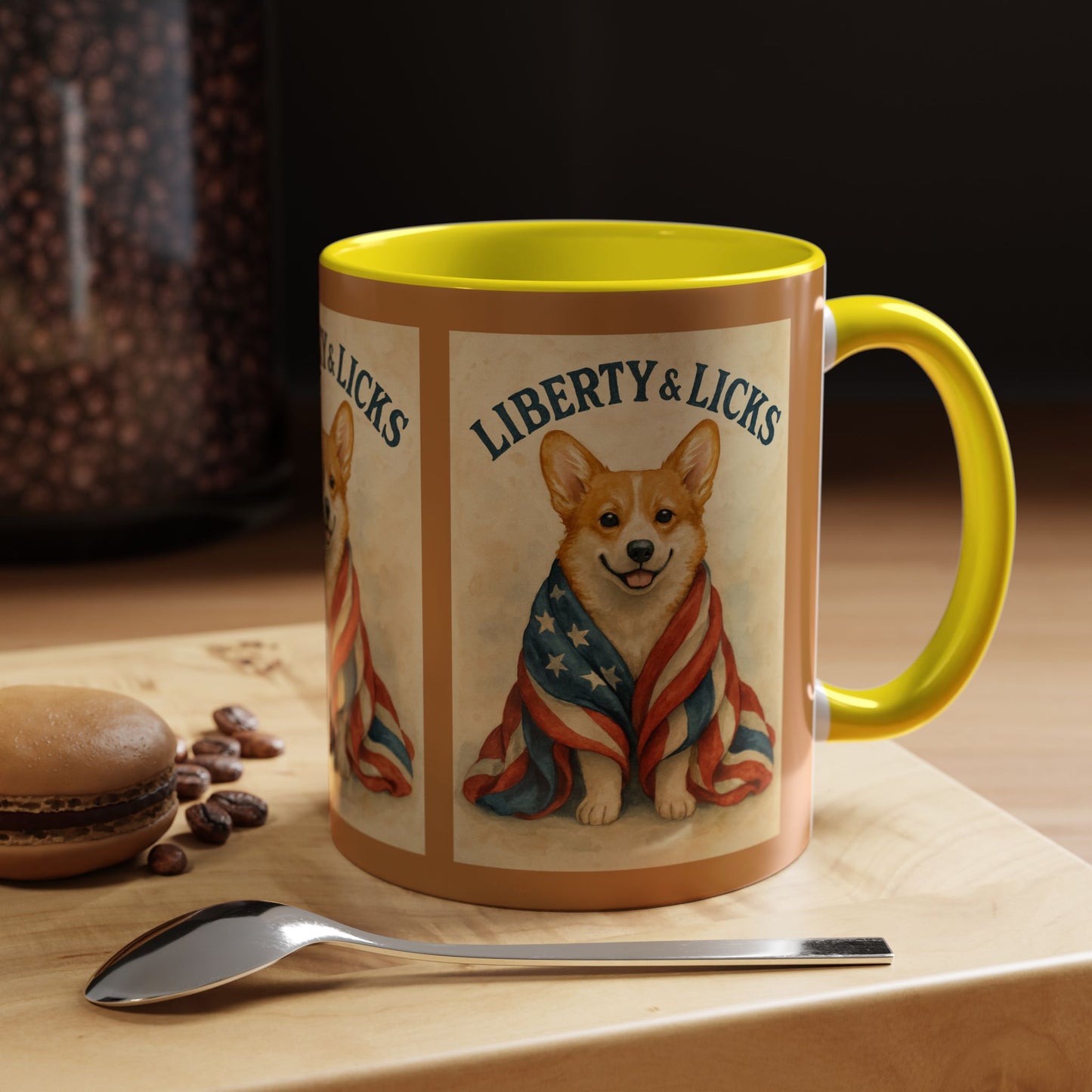Liberty & Licks Corgi Mug | Cute Coffee Cup | Dog Lover Gift | Patriotic Drinkware | American Dog Mug | Animal Lover's Coffee Mug