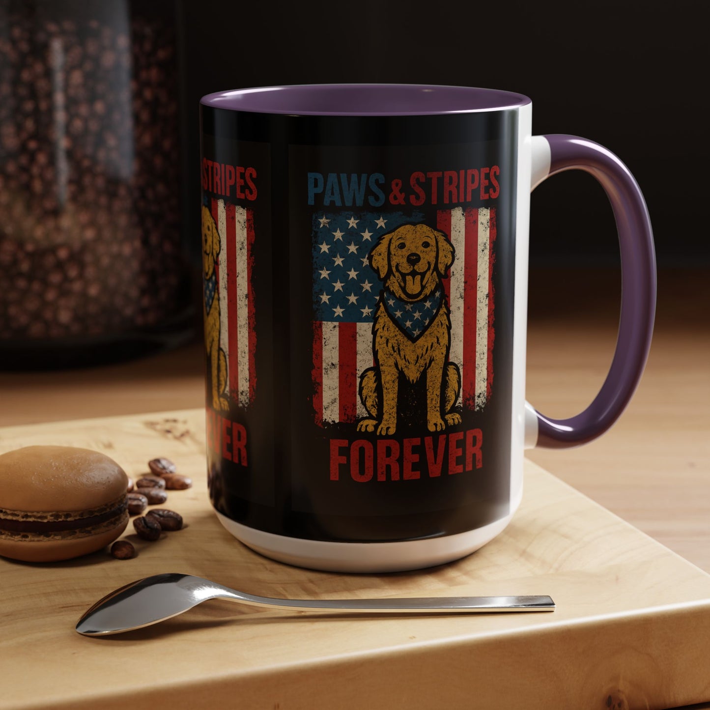 Dog Lover's Paws & Stripes Coffee Mug - Forever Loyal Pet Gift, 4th of July, Patriotic Dog Decor, Unique Pet Owner Mug