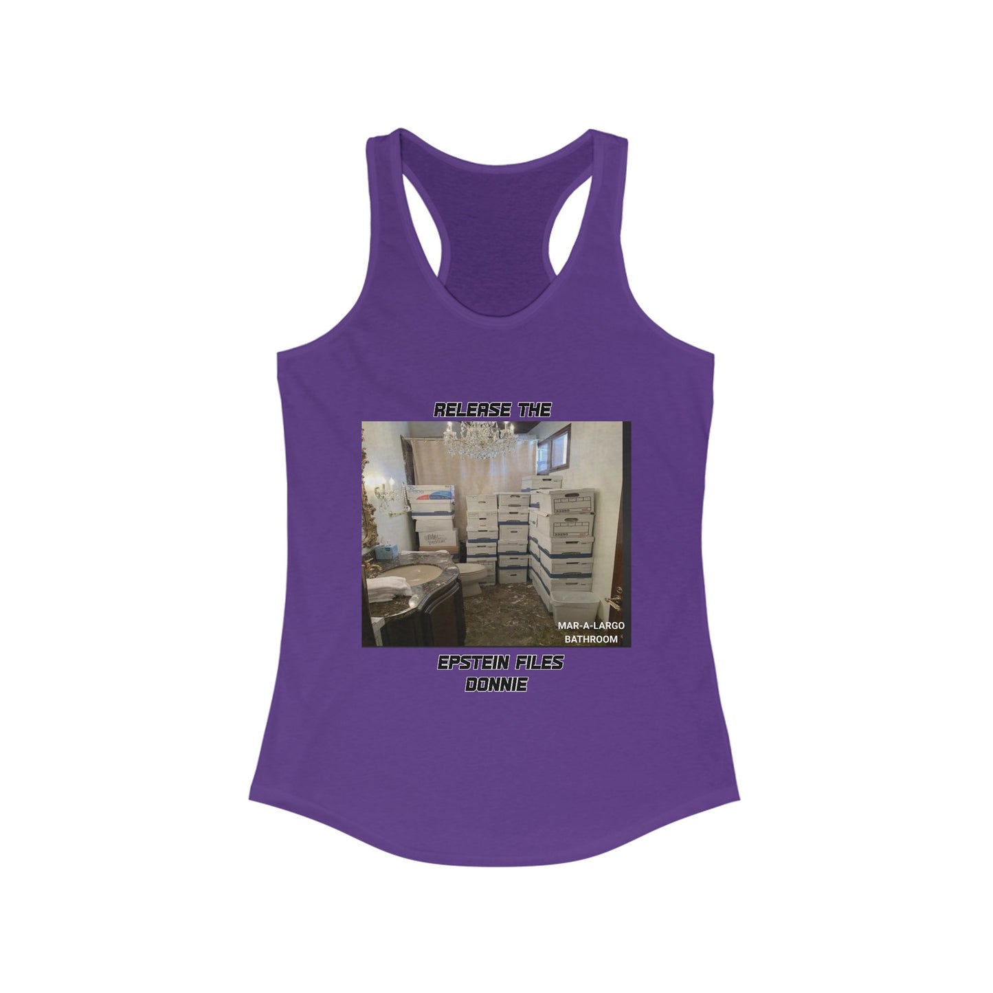 Release The Epstein Files Tee: Women's Racerback Tank Top, Casual Wear, Statement Tee, Funny & Quirky Shirt