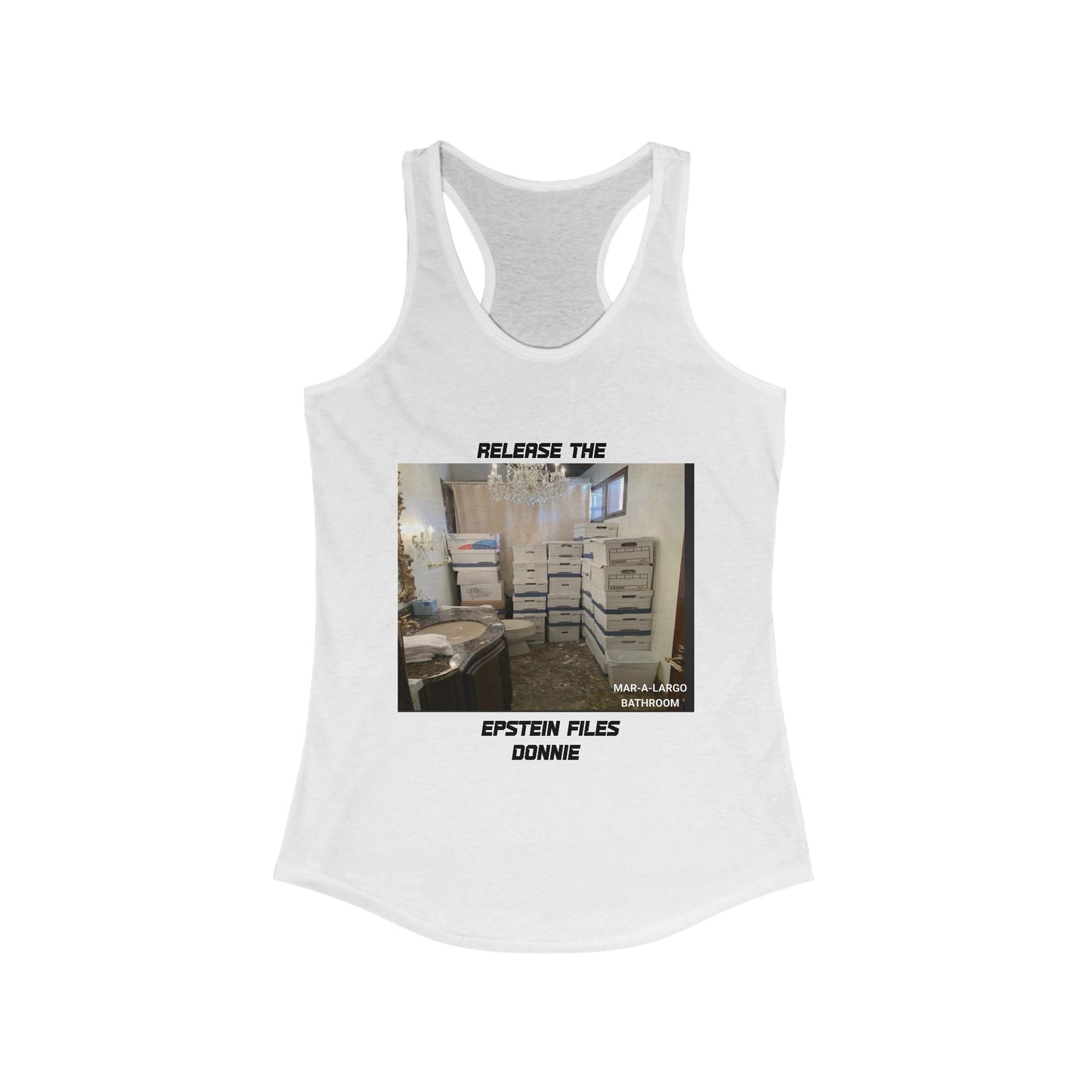 Release The Epstein Files Tee: Women's Racerback Tank Top, Casual Wear, Statement Tee, Funny & Quirky Shirt