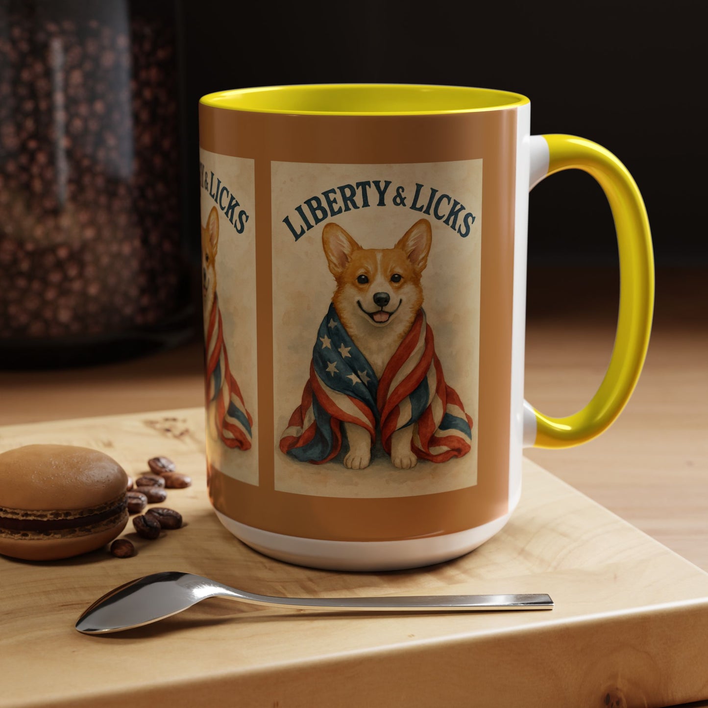 Liberty & Licks Corgi Mug | Cute Coffee Cup | Dog Lover Gift | Patriotic Drinkware | American Dog Mug | Animal Lover's Coffee Mug