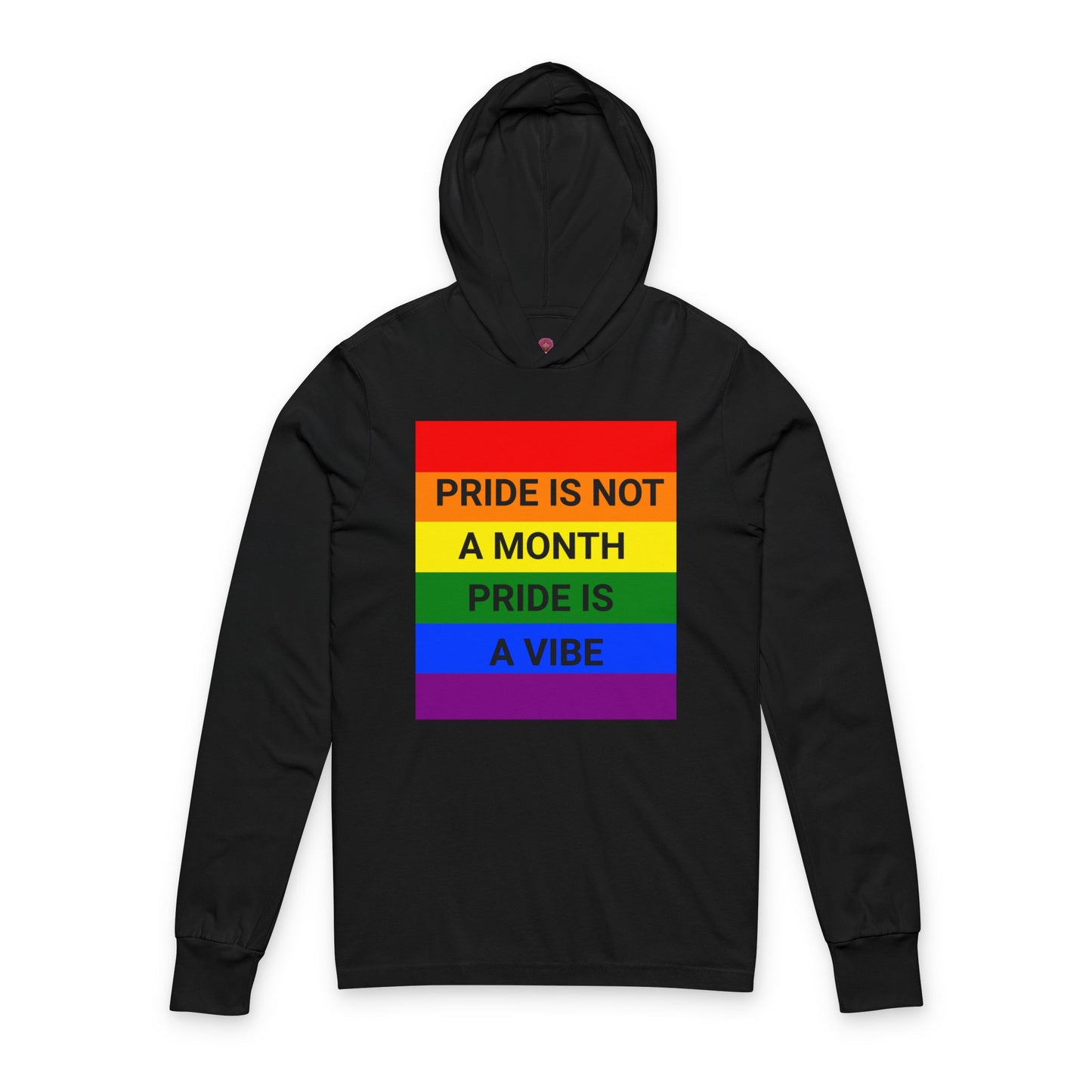Pride Vibe Unisex Graphic Long Sleeve Hooded T-Shirt, LGBTQ+ Pride Month Apparel, Rainbow Pride Clothing