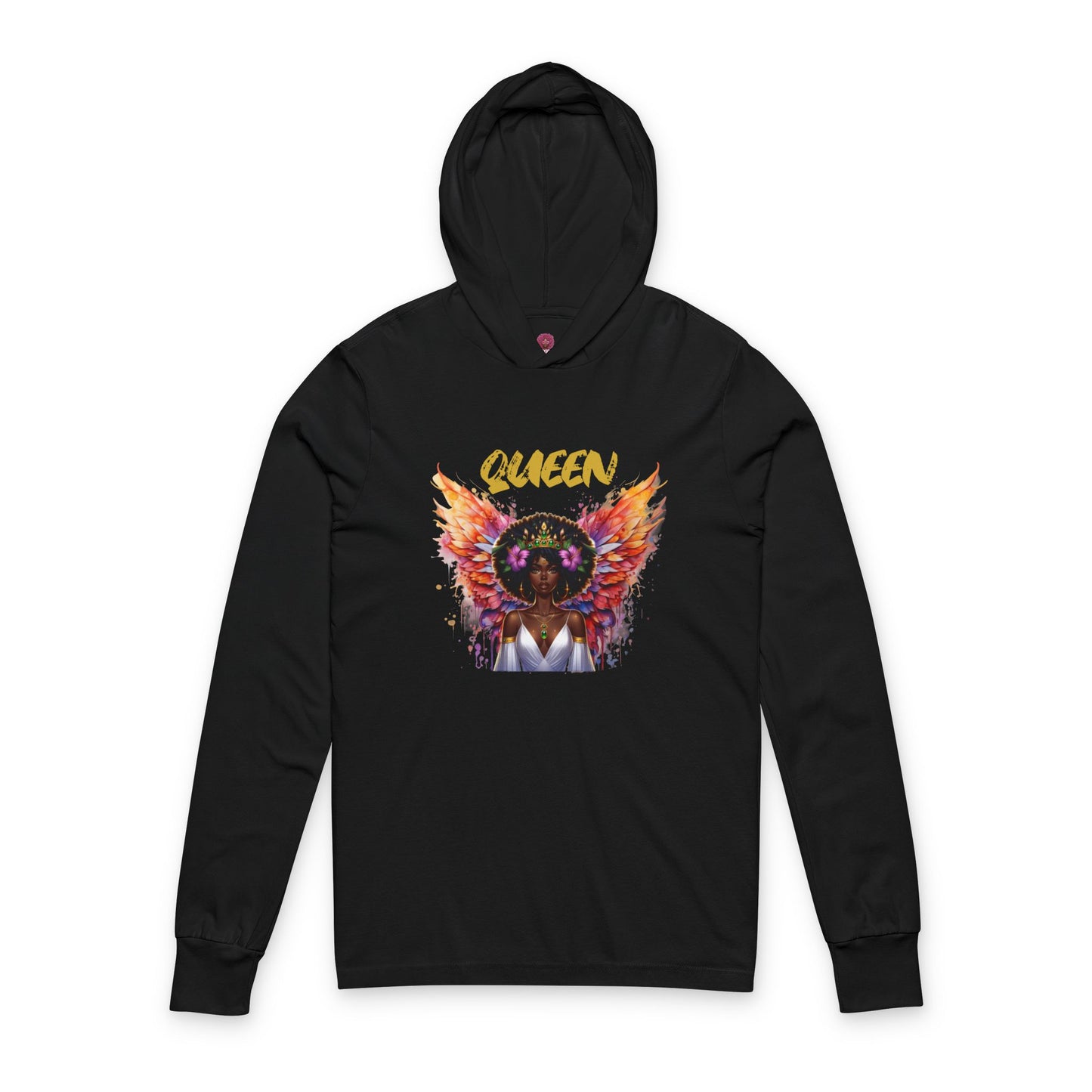 Queen Unisex Long Sleeve Hooded Tee - Empowering Graphic Tee for Confident Women