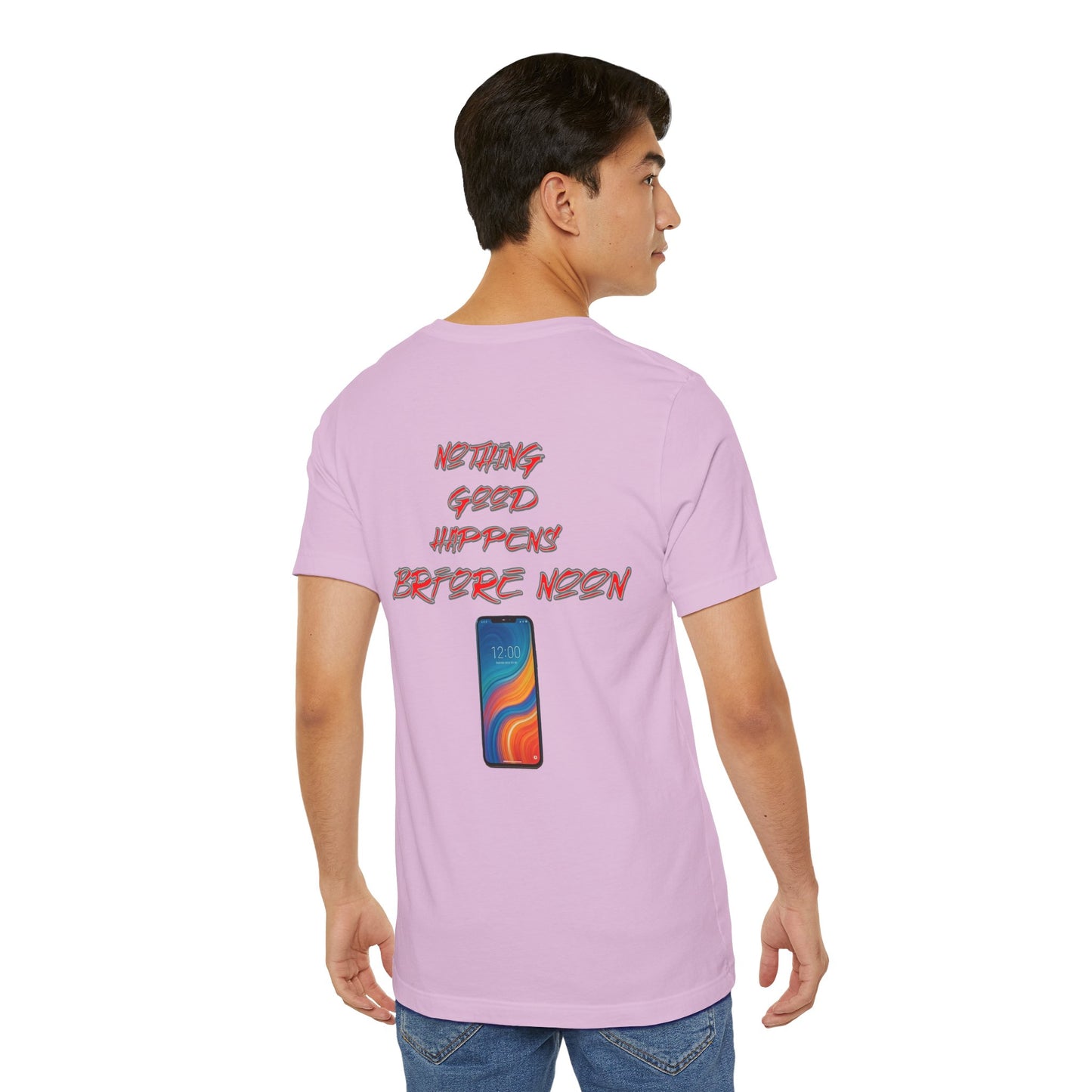 Nothing Good Happens Before Noon, Back Print Unisex Tee | Casual Wear, Gift for Friends, Birthday Tee, Everyday Comfort