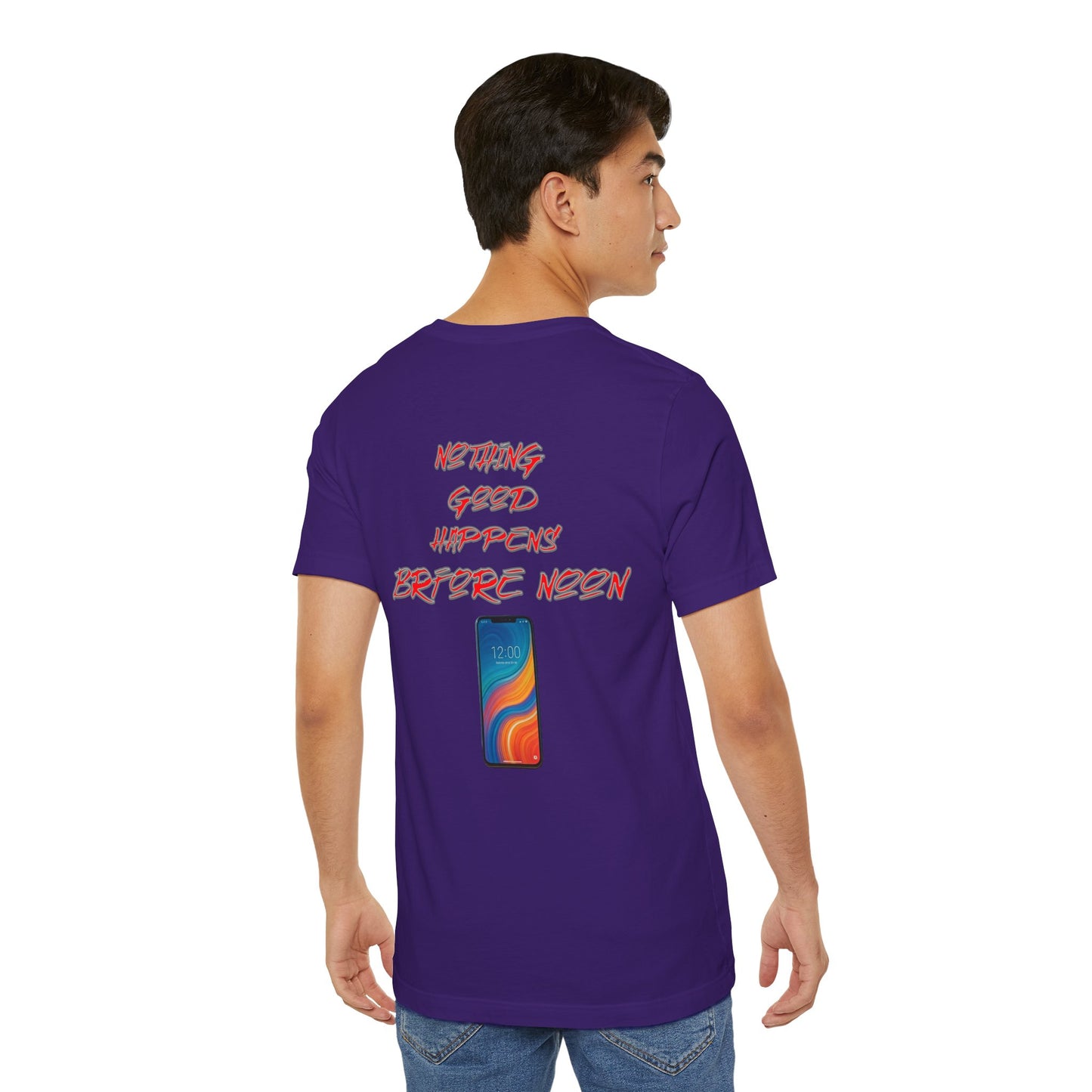 Nothing Good Happens Before Noon, Back Print Unisex Tee | Casual Wear, Gift for Friends, Birthday Tee, Everyday Comfort
