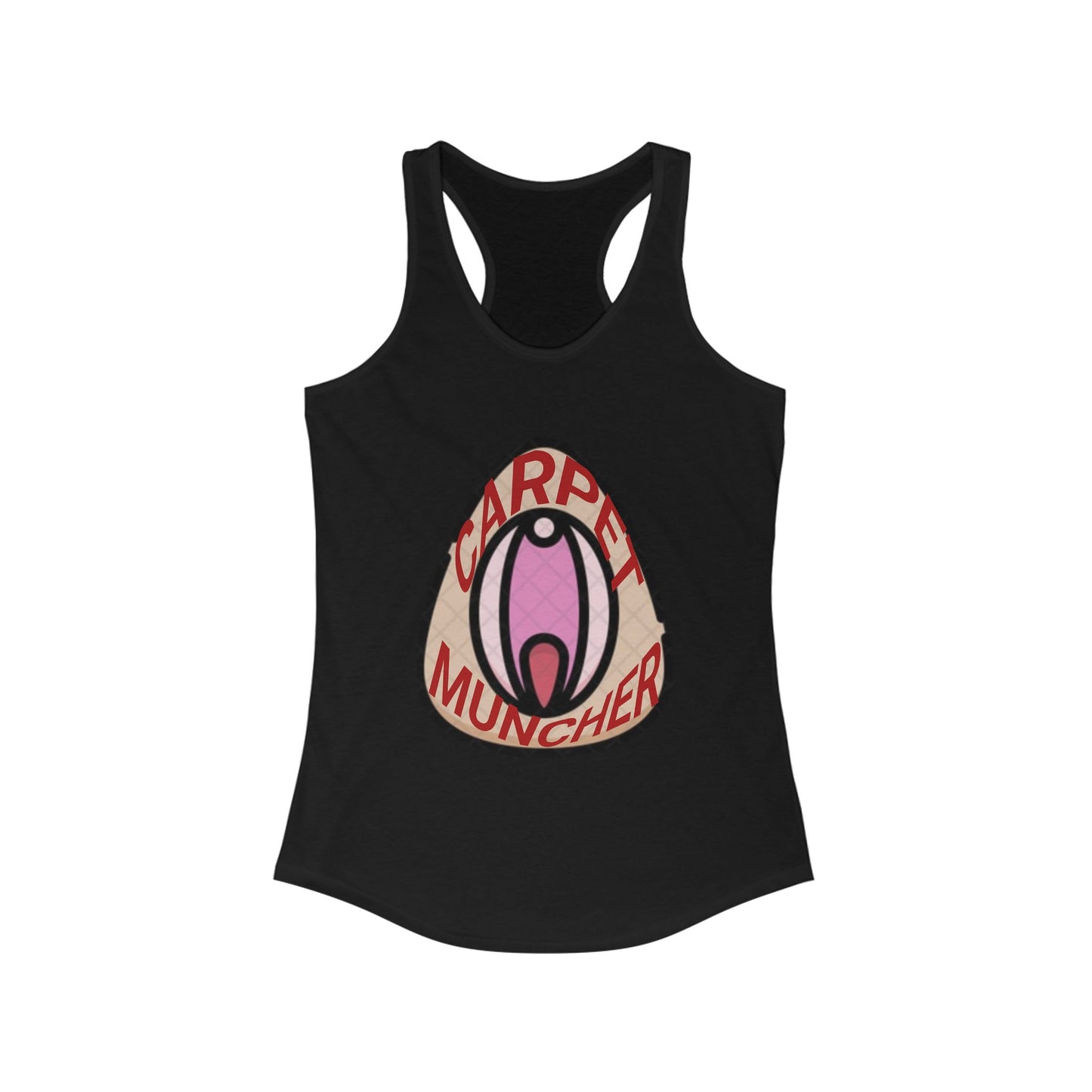 Playful Graphic Women's Pride Racerback Tank - 'Carpet Muncher', Quirky Humor