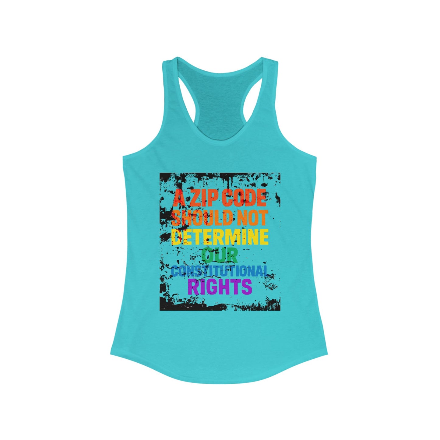 Equality Message Women's Racerback Tank Top - Zip Code Constitutional Rights T-Shirt, Pride Clothing, Political Apparel