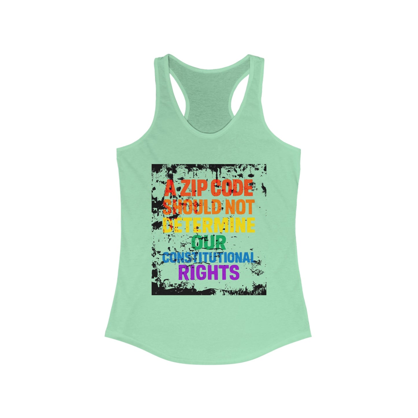 Equality Message Women's Racerback Tank Top - Zip Code Constitutional Rights T-Shirt, Pride Clothing, Political Apparel