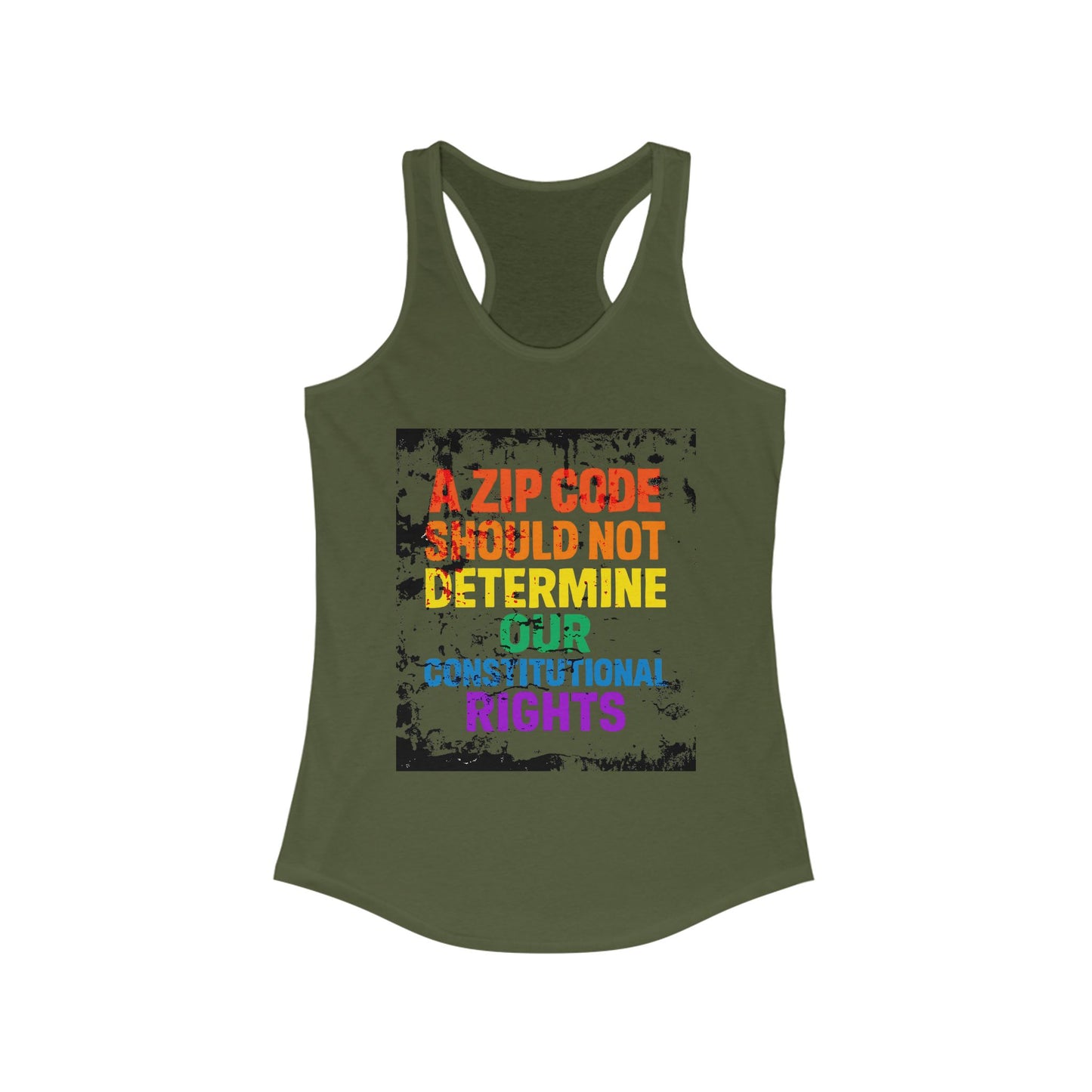 Equality Message Women's Racerback Tank Top - Zip Code Constitutional Rights T-Shirt, Pride Clothing, Political Apparel
