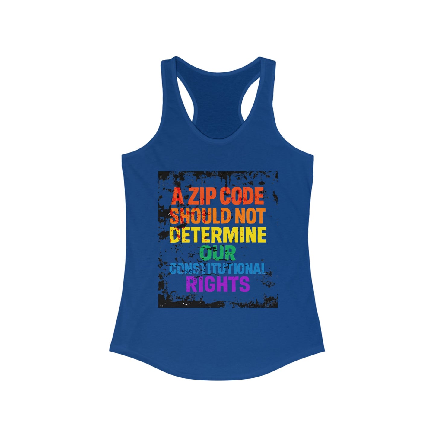 Equality Message Women's Racerback Tank Top - Zip Code Constitutional Rights T-Shirt, Pride Clothing, Political Apparel