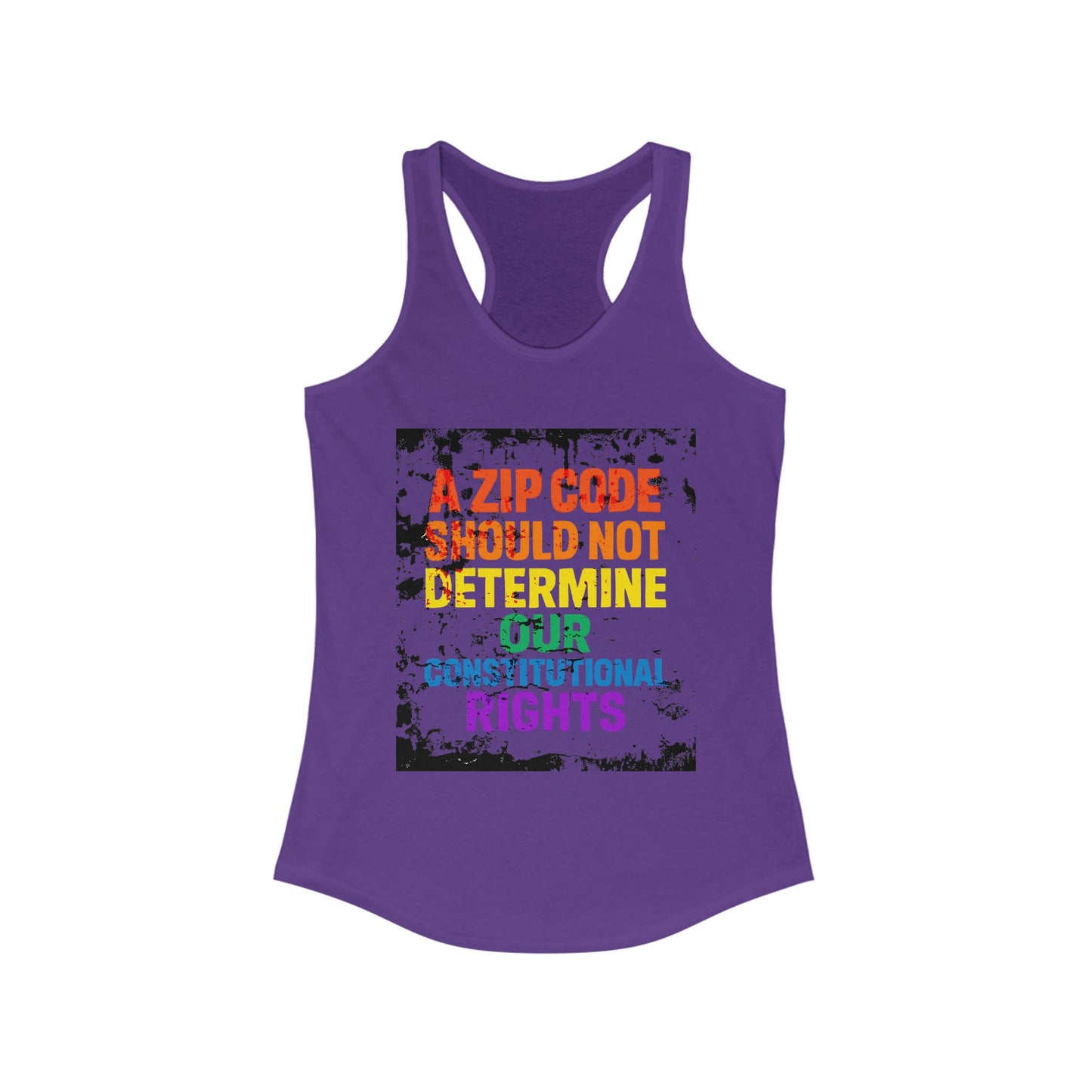 Equality Message Women's Racerback Tank Top - Zip Code Constitutional Rights T-Shirt, Pride Clothing, Political Apparel