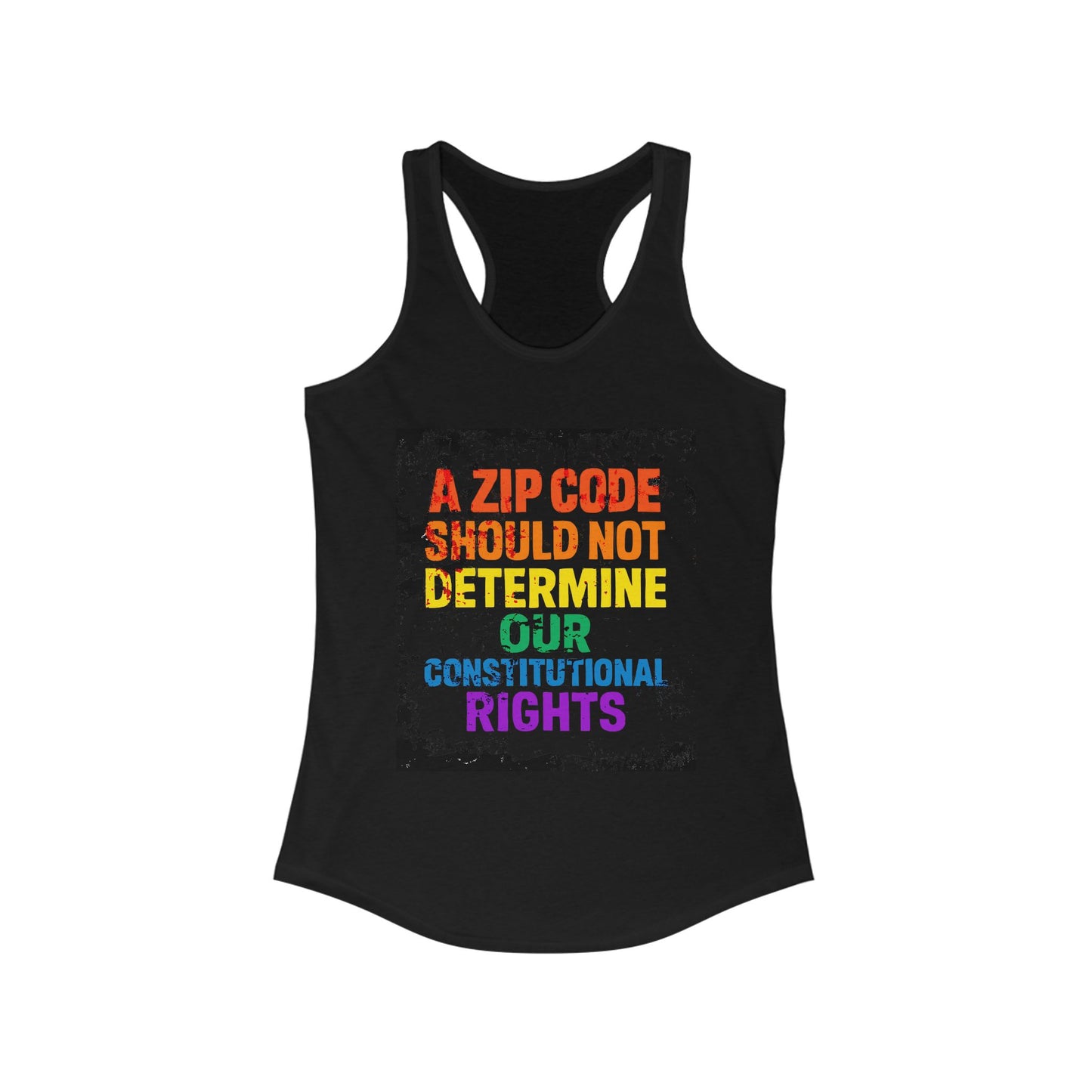 Equality Message Women's Racerback Tank Top - Zip Code Constitutional Rights T-Shirt, Pride Clothing, Political Apparel