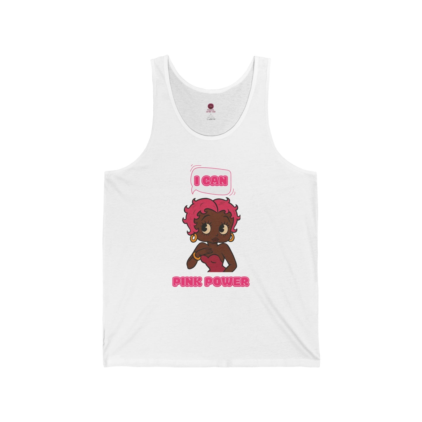 Empowering "I Can" Pink Power Unisex Graphic Tank Top, Fun Casual Wear, Summer Fashion, Feminism Apparel