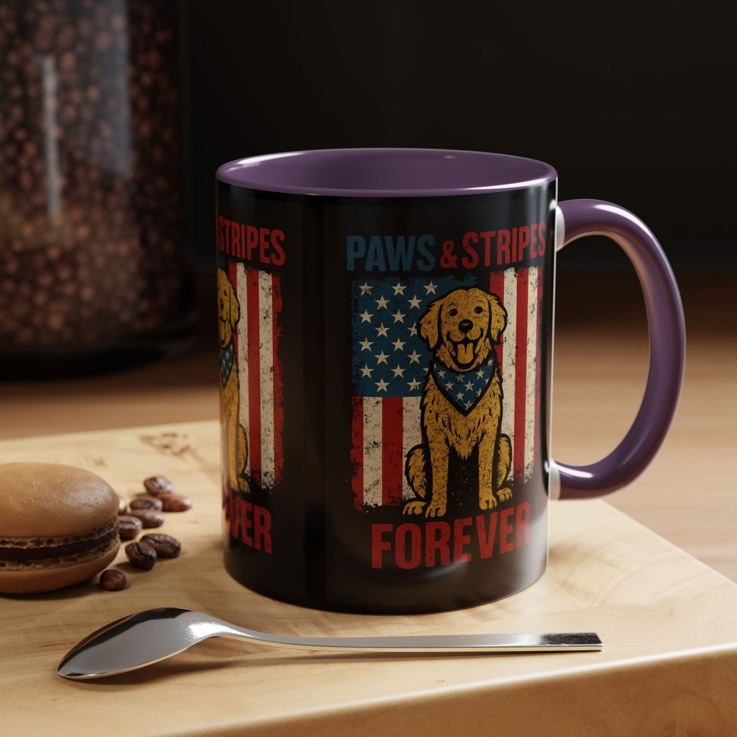 Dog Lover's Paws & Stripes Coffee Mug - Forever Loyal Pet Gift, 4th of July, Patriotic Dog Decor, Unique Pet Owner Mug