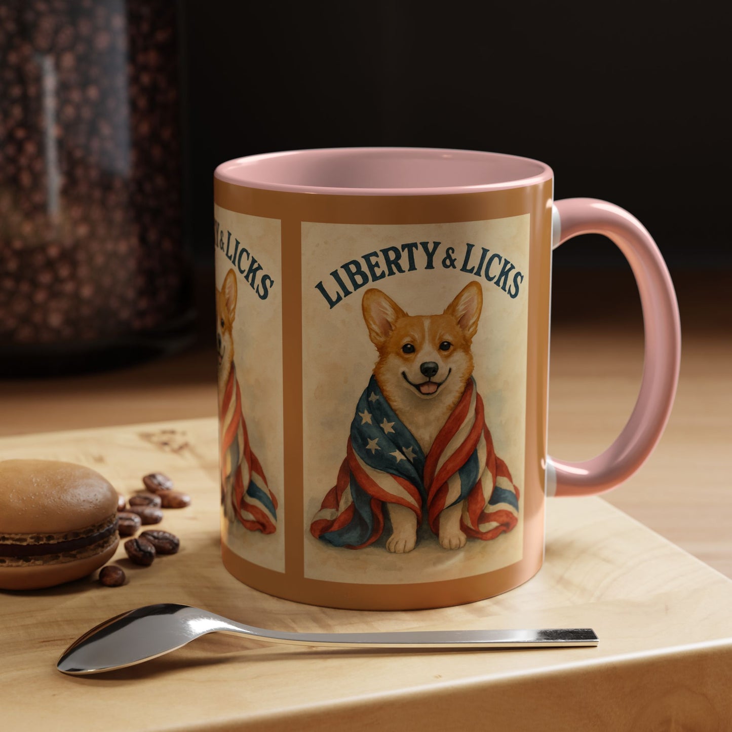 Liberty & Licks Corgi Mug | Cute Coffee Cup | Dog Lover Gift | Patriotic Drinkware | American Dog Mug | Animal Lover's Coffee Mug
