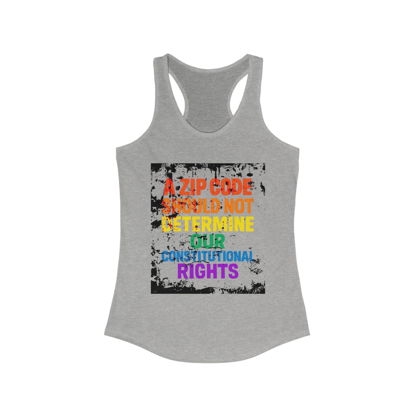 Equality Message Women's Racerback Tank Top - Zip Code Constitutional Rights T-Shirt, Pride Clothing, Political Apparel