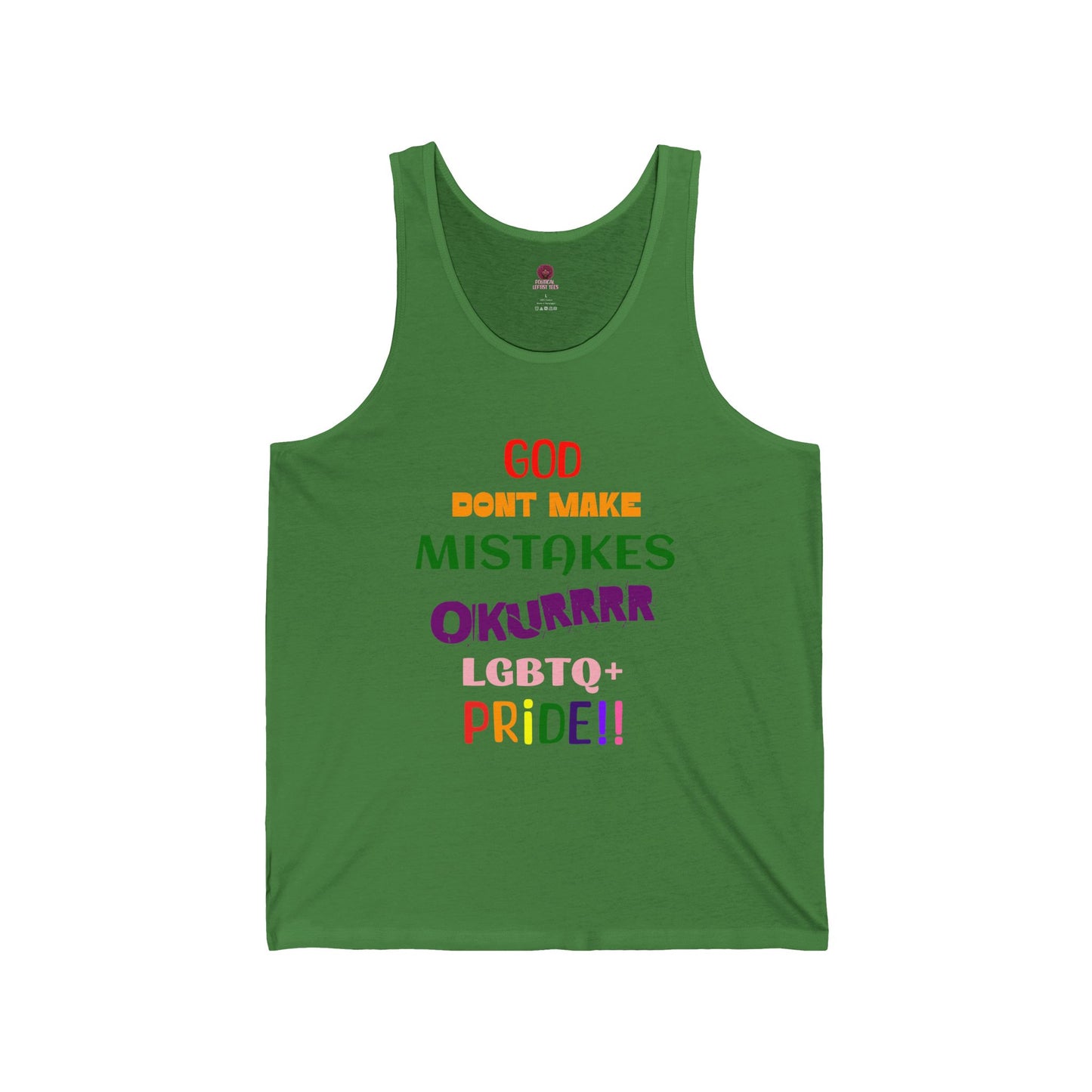Pride Statement - "God Don't Make Mistakes, Okurrr!" - Unisex Short Sleeve Tank Top