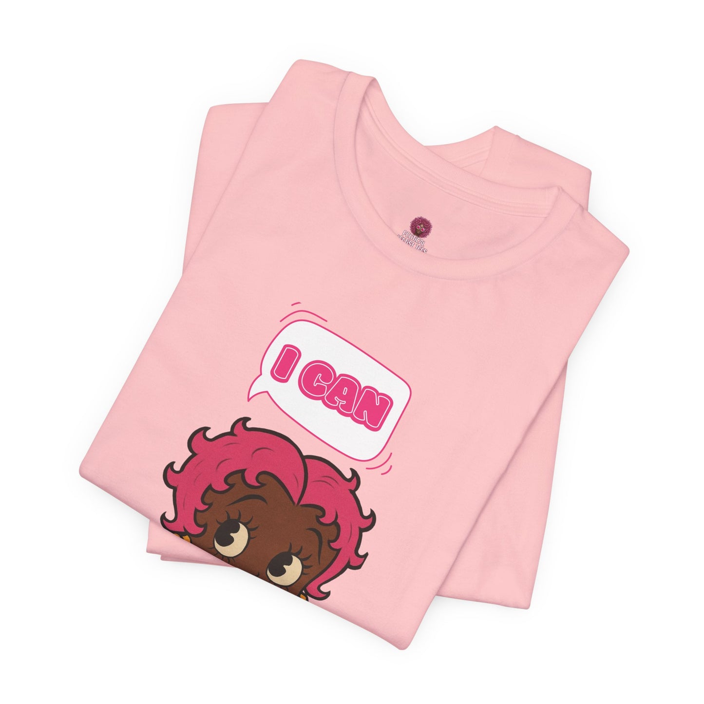Empowering "I Can" Pink Power Tee, Unisex Graphic T-Shirt, Fun Casual Wear, Summer Fashion, Feminism Apparel