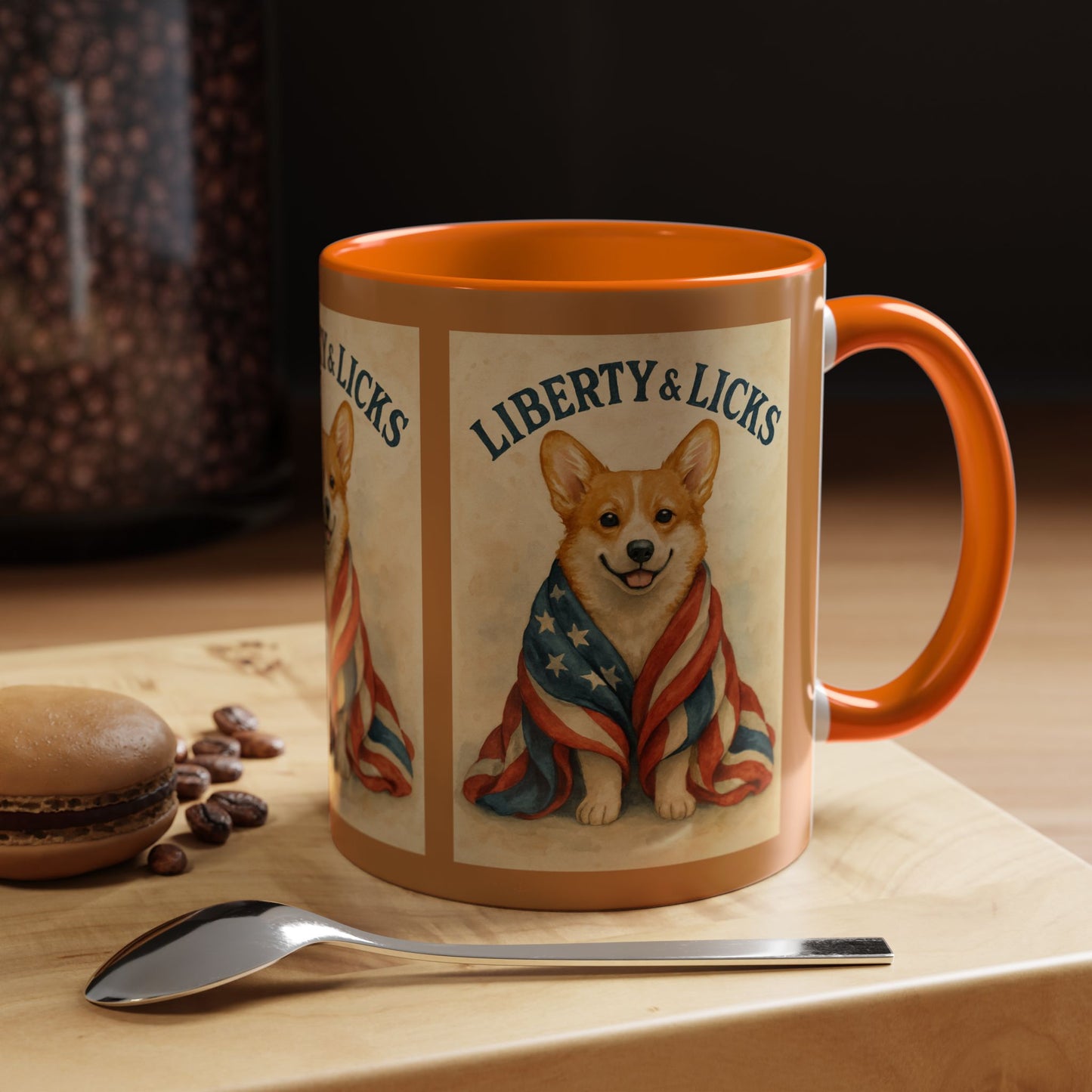 Liberty & Licks Corgi Mug | Cute Coffee Cup | Dog Lover Gift | Patriotic Drinkware | American Dog Mug | Animal Lover's Coffee Mug