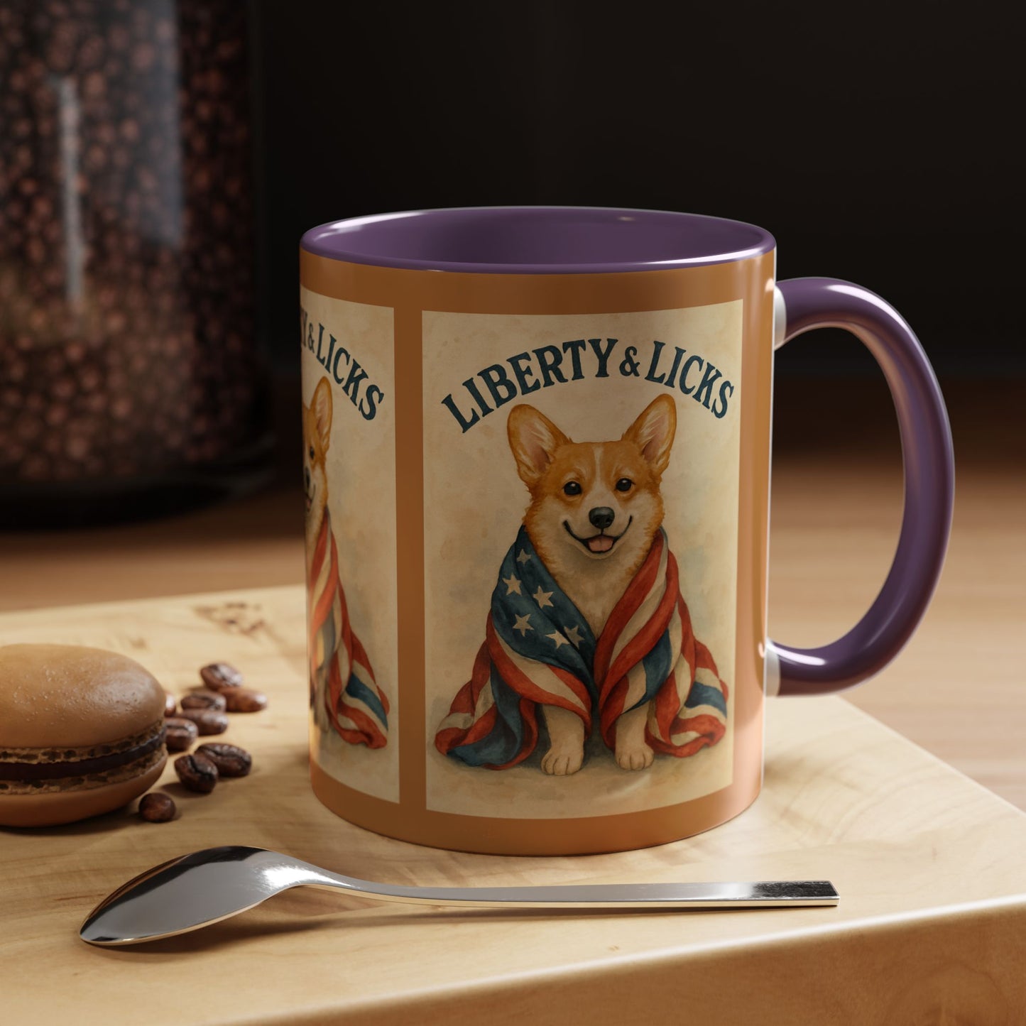 Liberty & Licks Corgi Mug | Cute Coffee Cup | Dog Lover Gift | Patriotic Drinkware | American Dog Mug | Animal Lover's Coffee Mug
