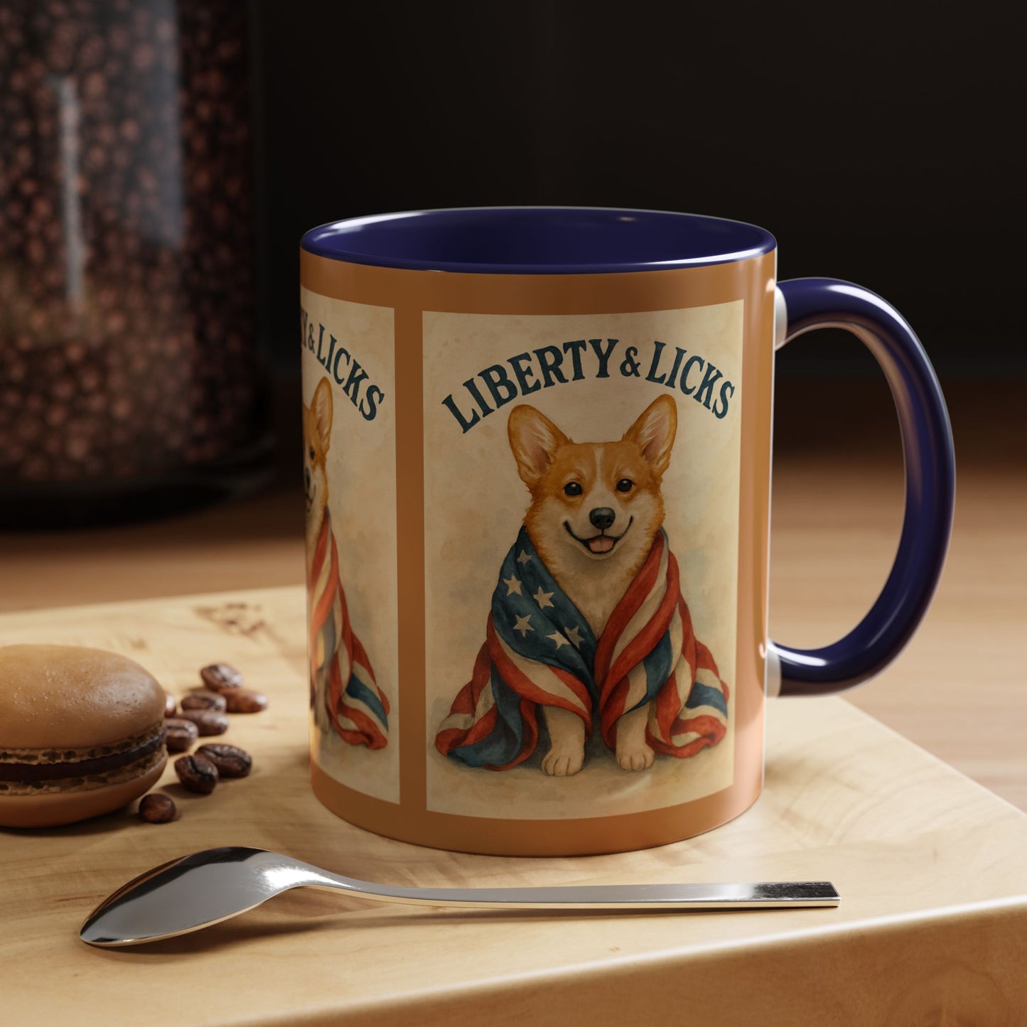 Liberty & Licks Corgi Mug | Cute Coffee Cup | Dog Lover Gift | Patriotic Drinkware | American Dog Mug | Animal Lover's Coffee Mug