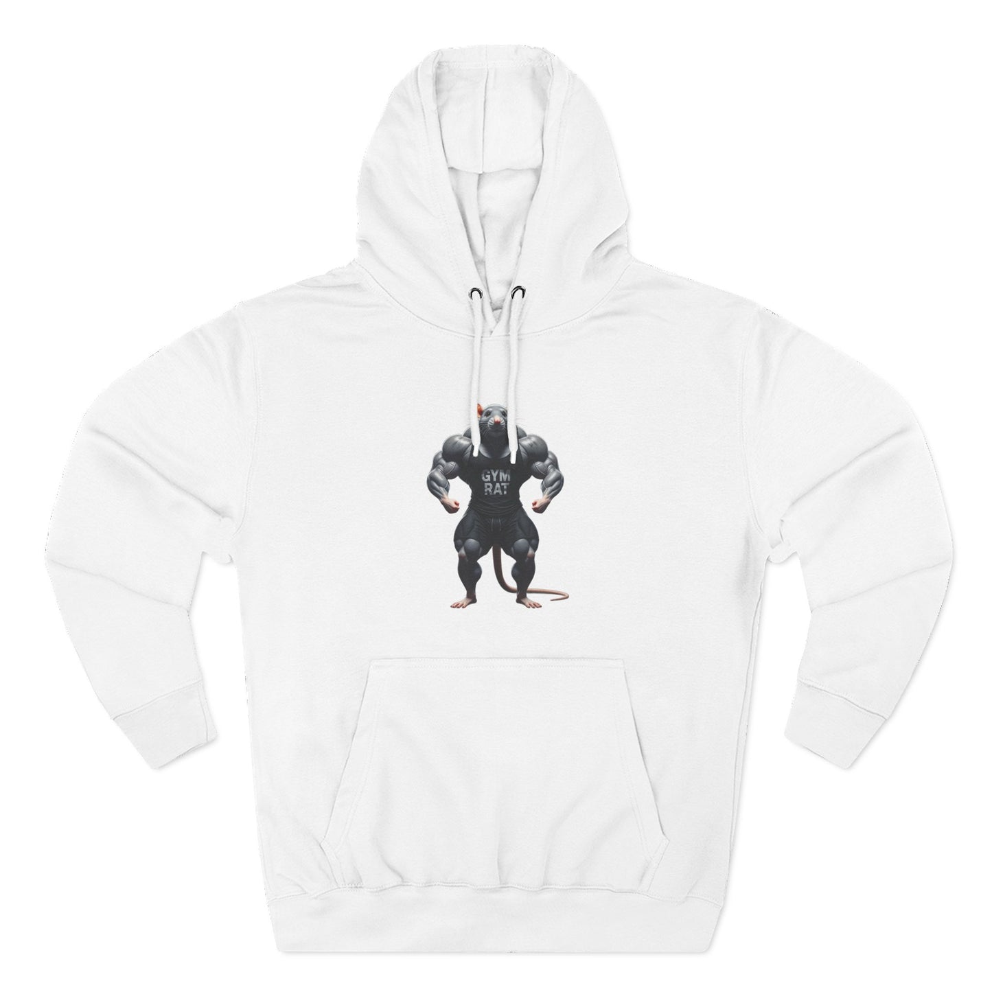 Gym Rat Front & Back Design Fleece Hoodie For Workout, Great For Gym, Warm Winter Apparel, Unique Graphic Sweatshirt