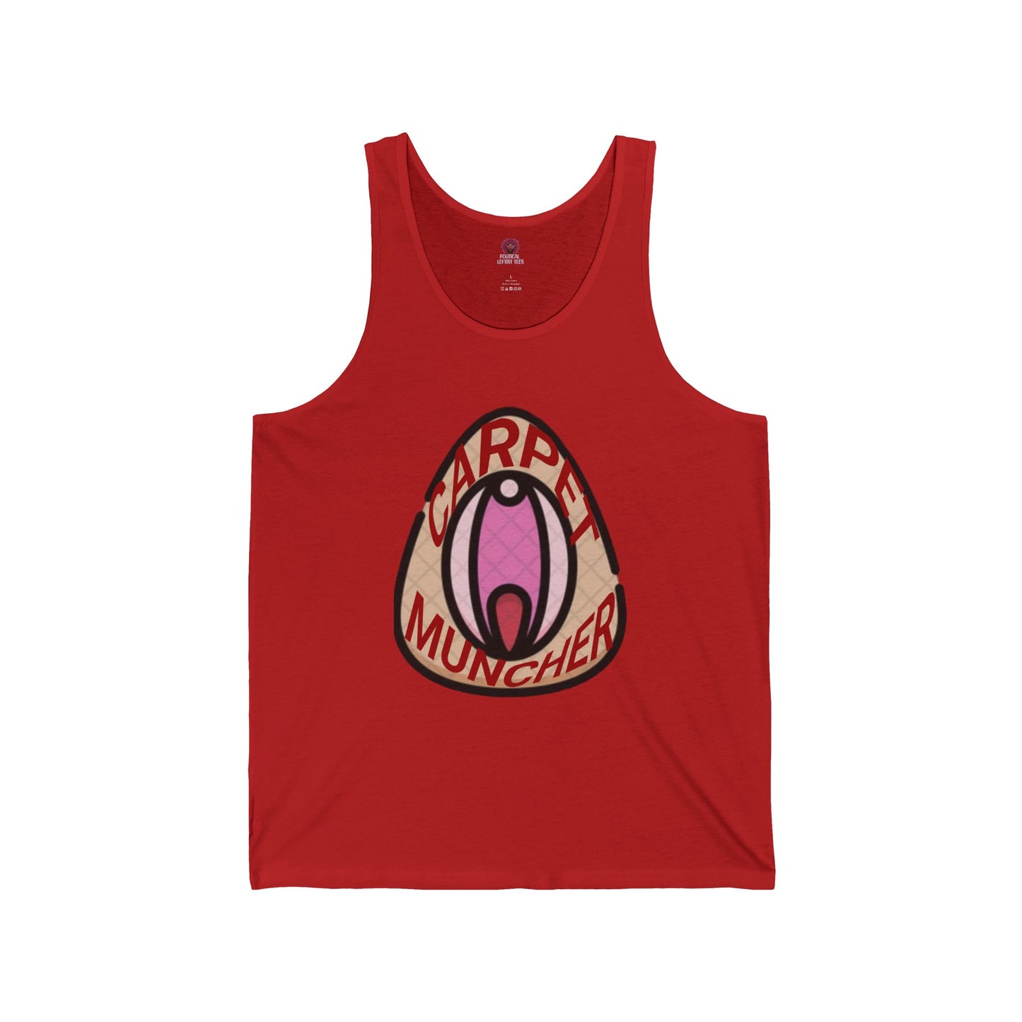 Playful Graphic Pride Tank Top - 'Carpet Muncher', Quirky Humor Unisex Graphic Tee