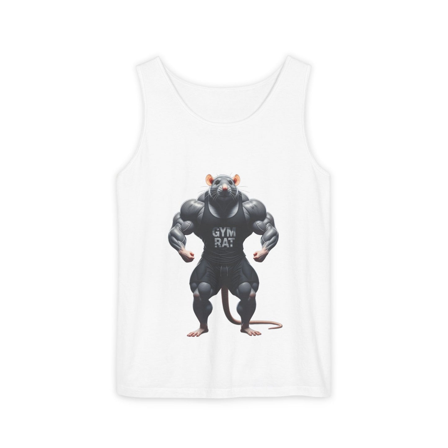 Gym Rat, Men's Front & Back Design, Tank Top, Funny Fitness Shirt, Workout Apparel, Unique Gift for Weightlifters, Humorous Activewear