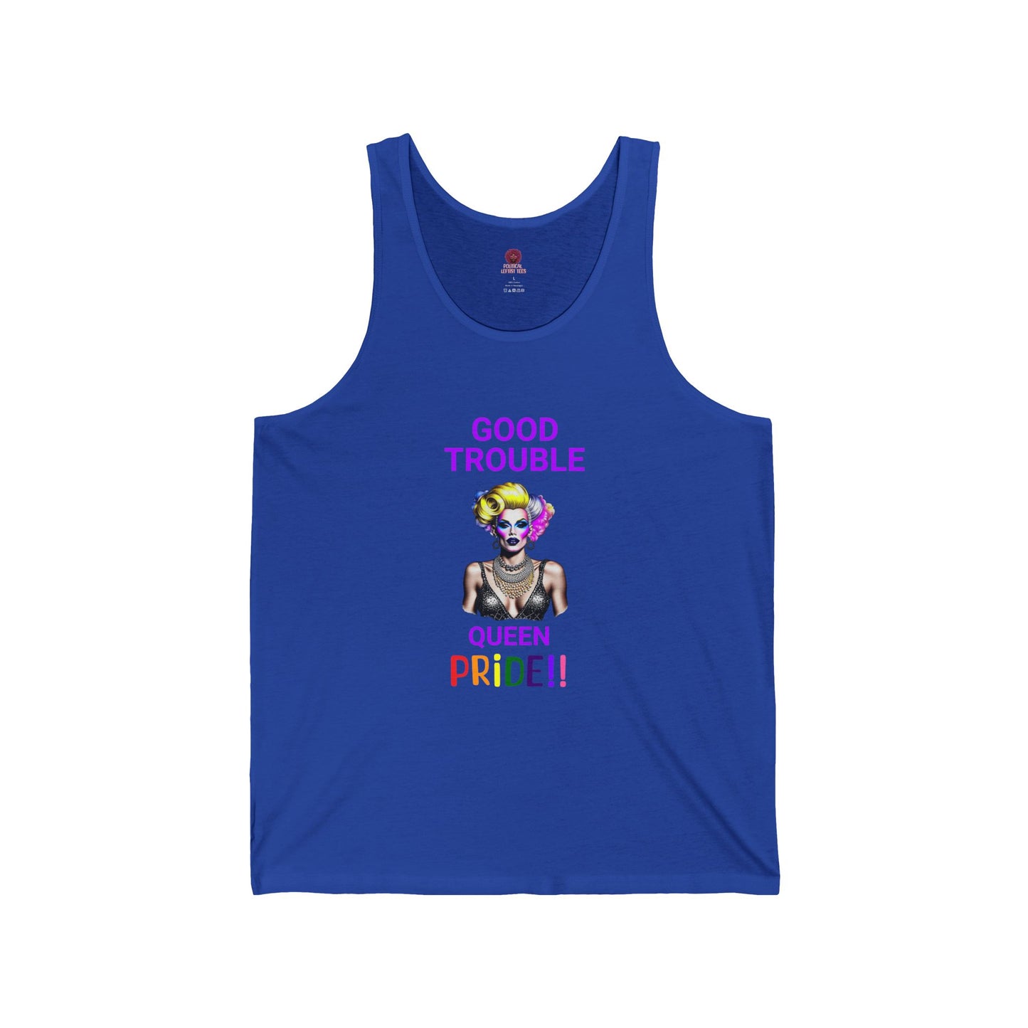 Pride Graphic Tank - "Good Trouble Queen" Unisex Jersey Tank